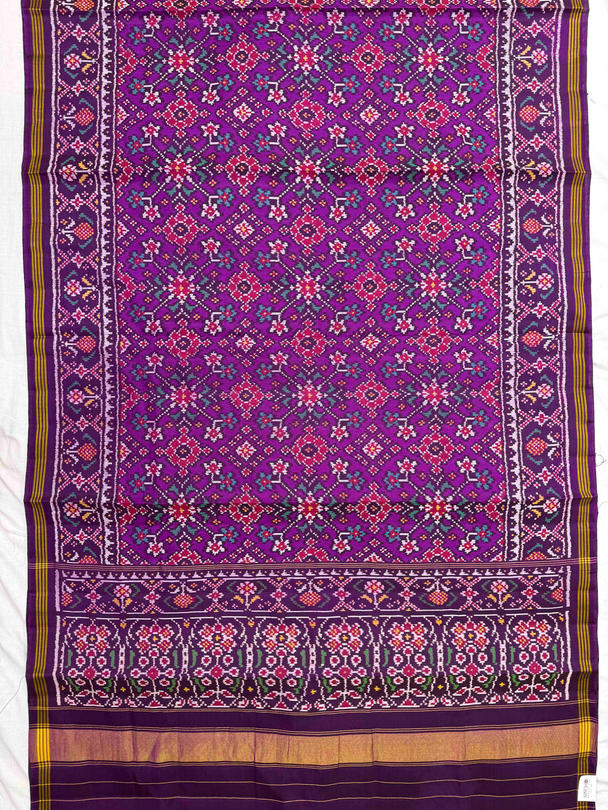 Purple Navratan Single Ikat Patan Patola Saree