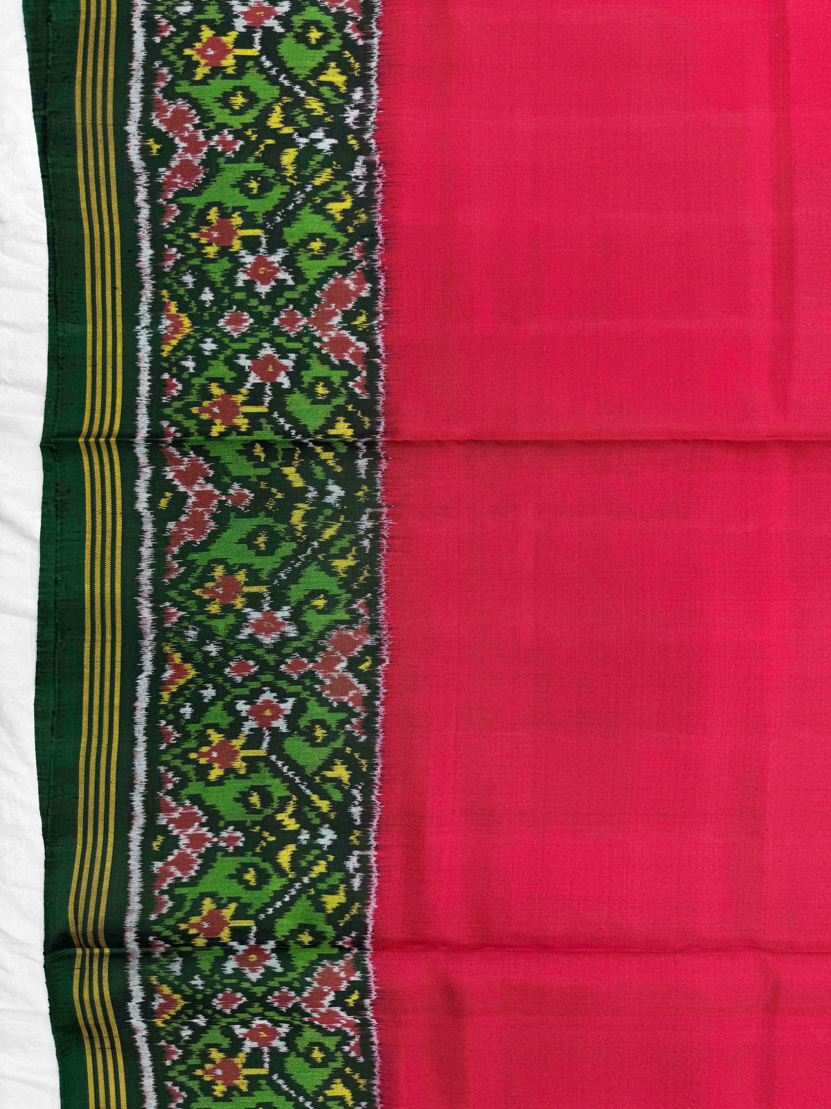 Green & Dark Pink Plain with Navratan Border Pallu Single Ikat Patan Patola Saree