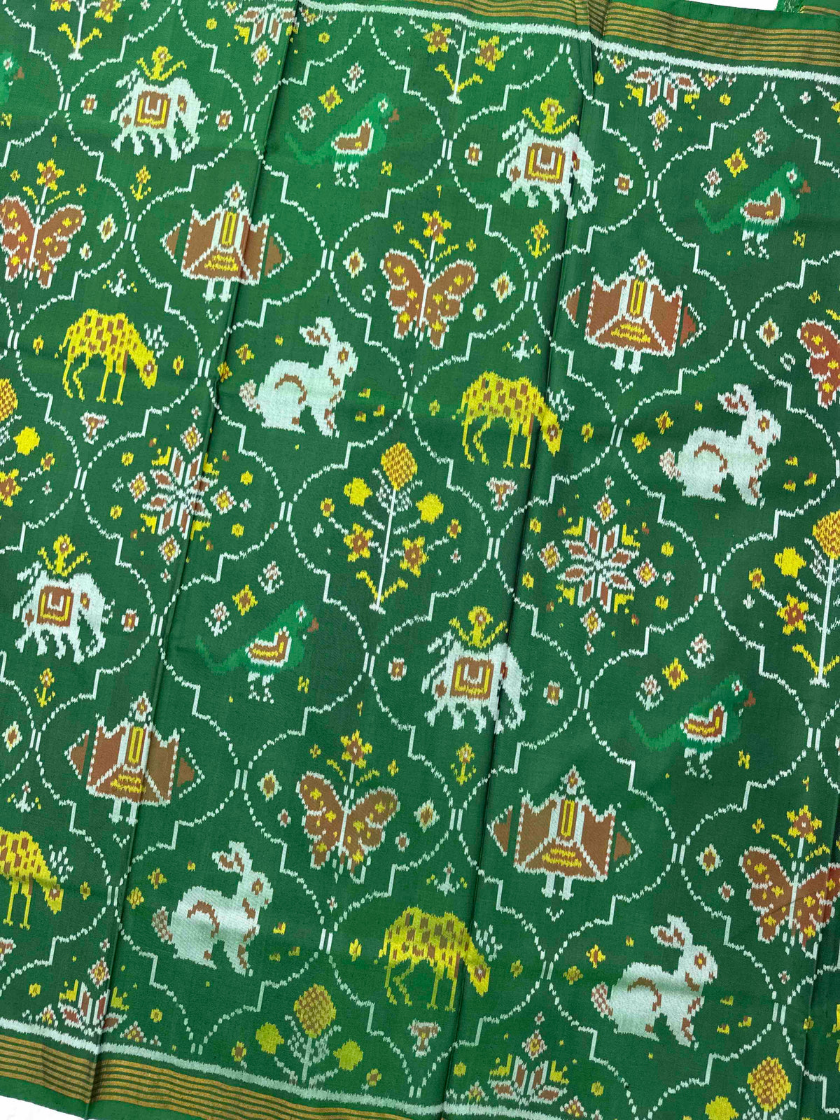 Green Narikunj Matka Single Ikat Patan Patola Saree