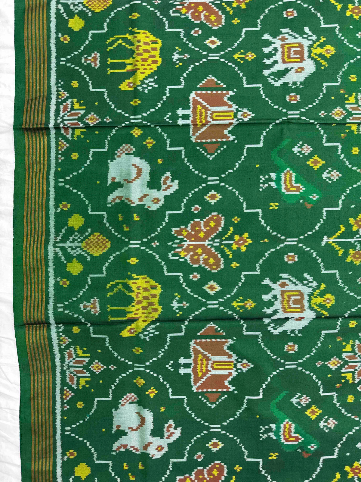 Green Narikunj Matka Single Ikat Patan Patola Saree