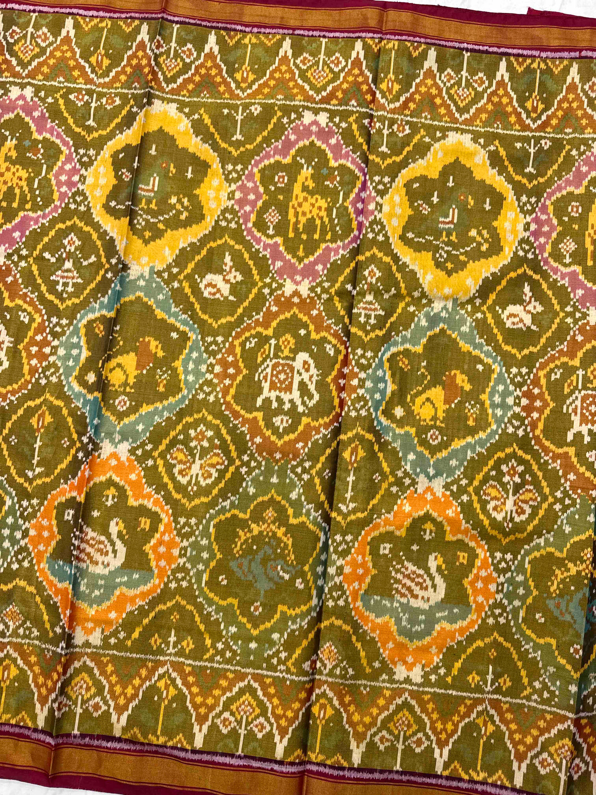 Red & Golden Multicolor Narikunj Fancy Tissue Patola Saree