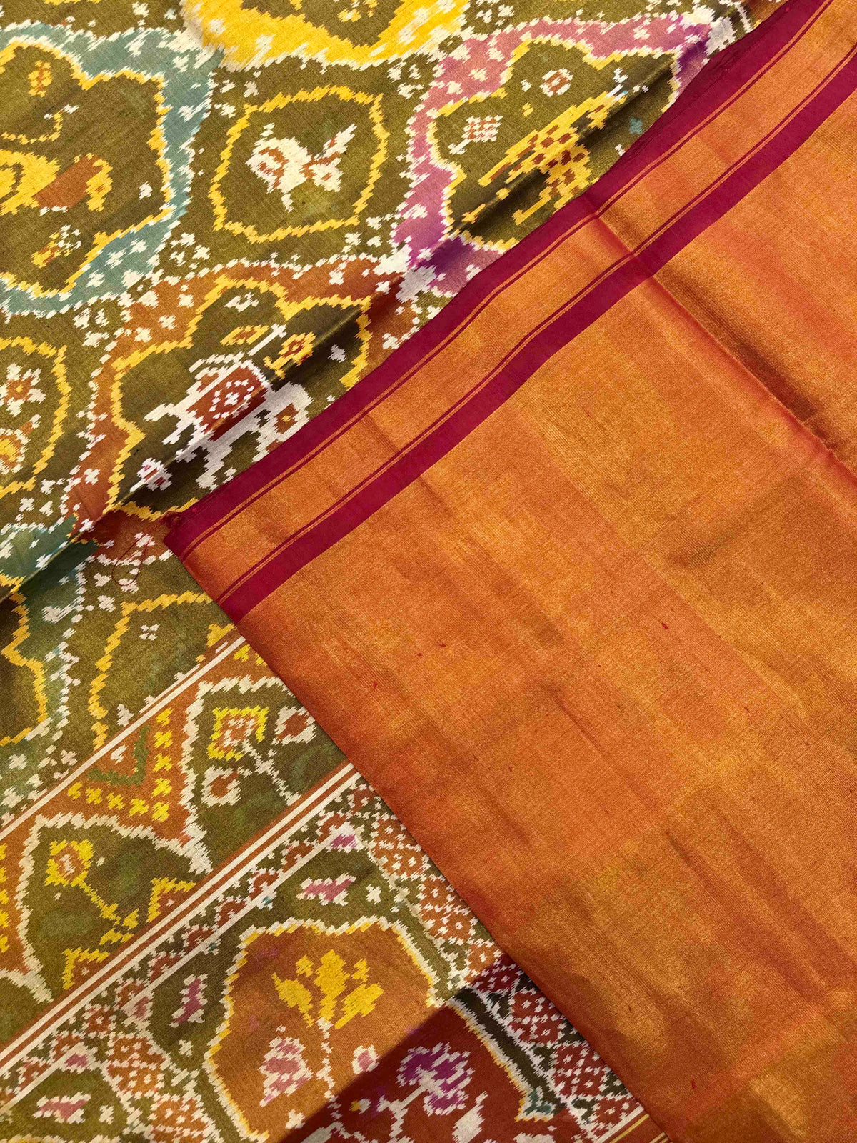 Red & Golden Multicolor Narikunj Fancy Tissue Patola Saree