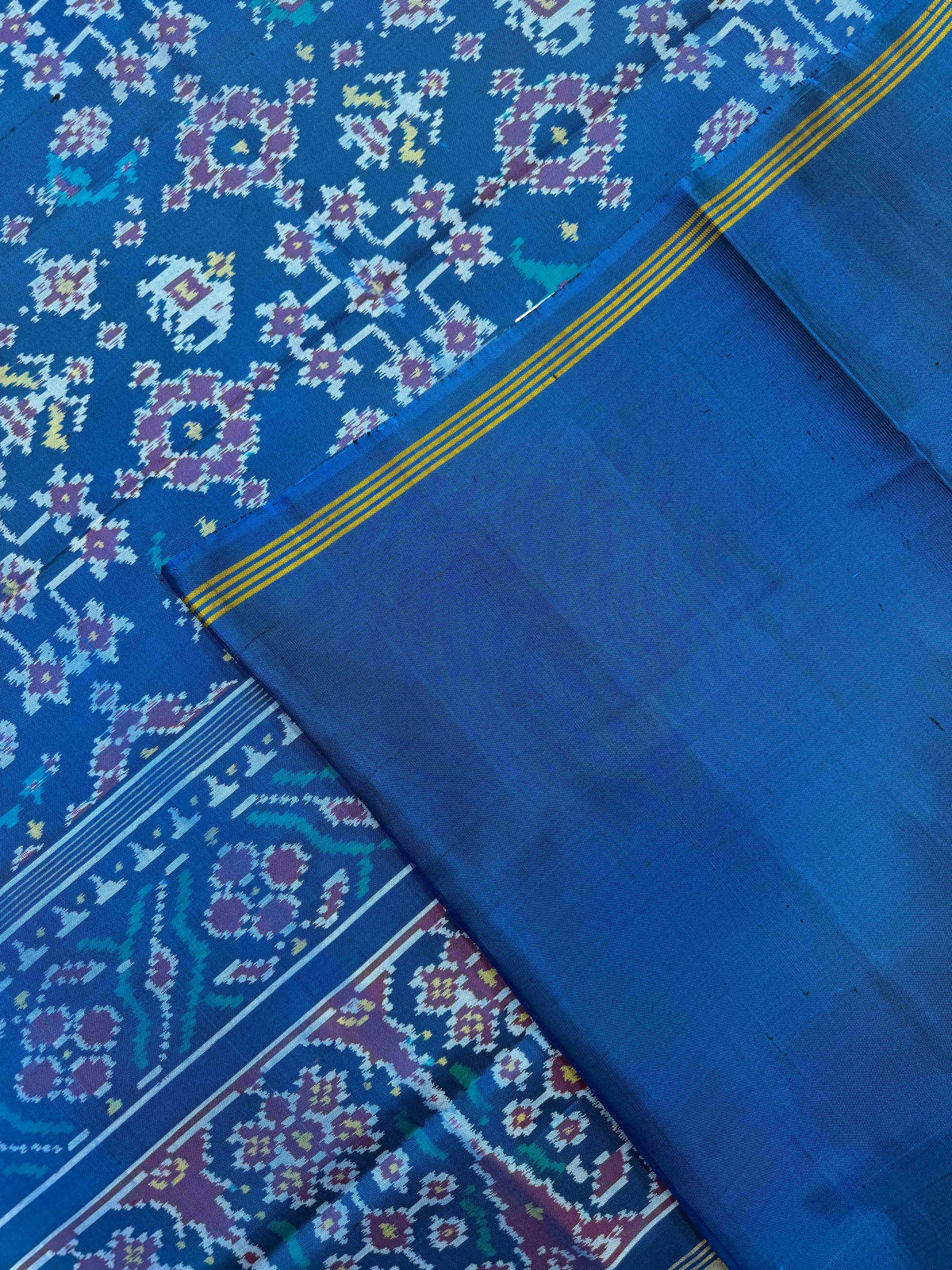 Turquoise Blue Navratan Narikunj Single Ikat Patan Patola Saree