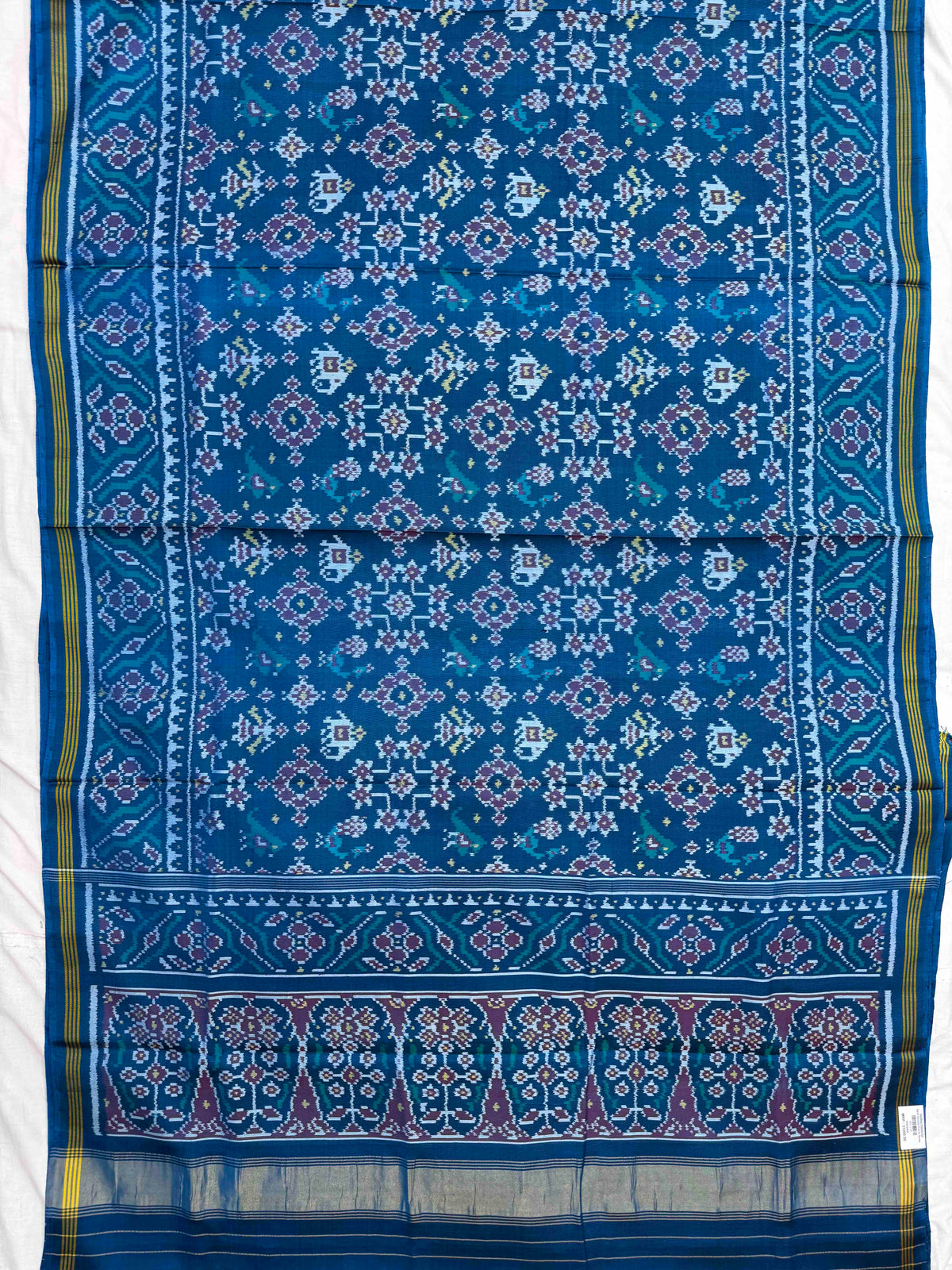 Turquoise Blue Navratan Narikunj Single Ikat Patan Patola Saree