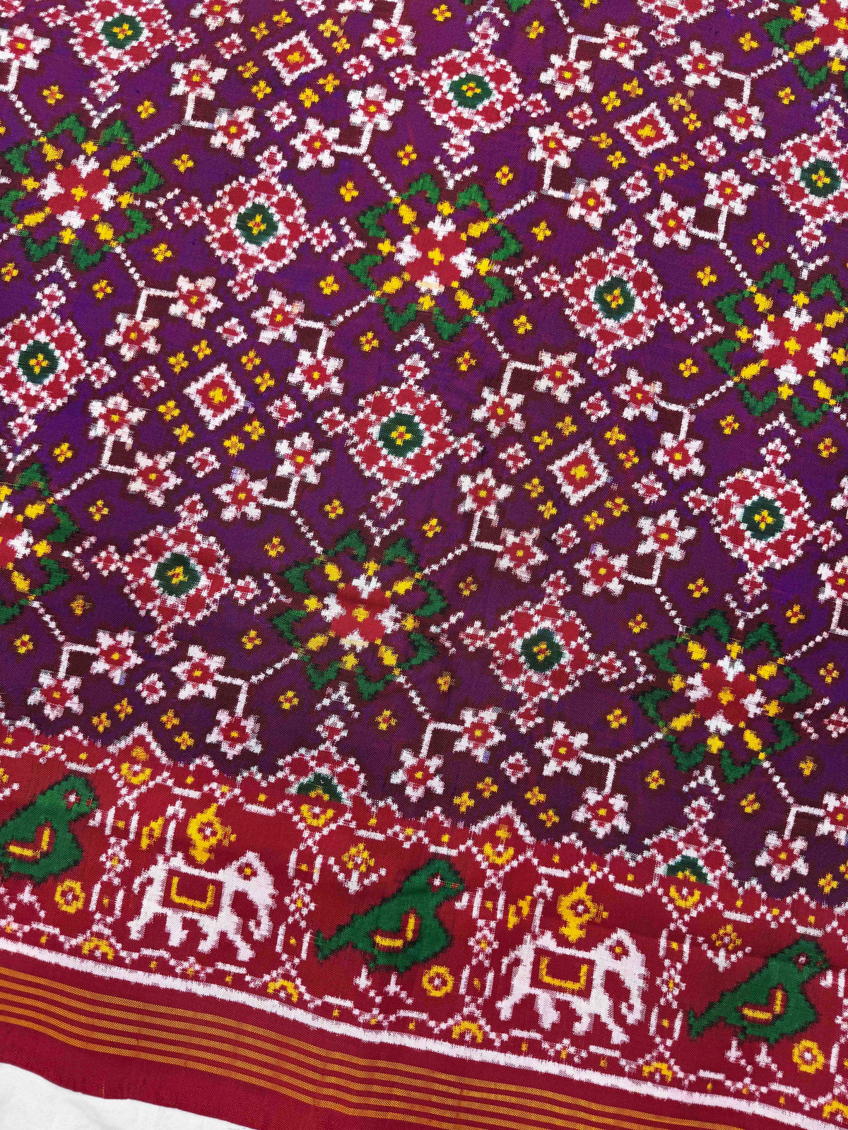 Red & Purple Navratan Double Ikat Patan Patola Saree