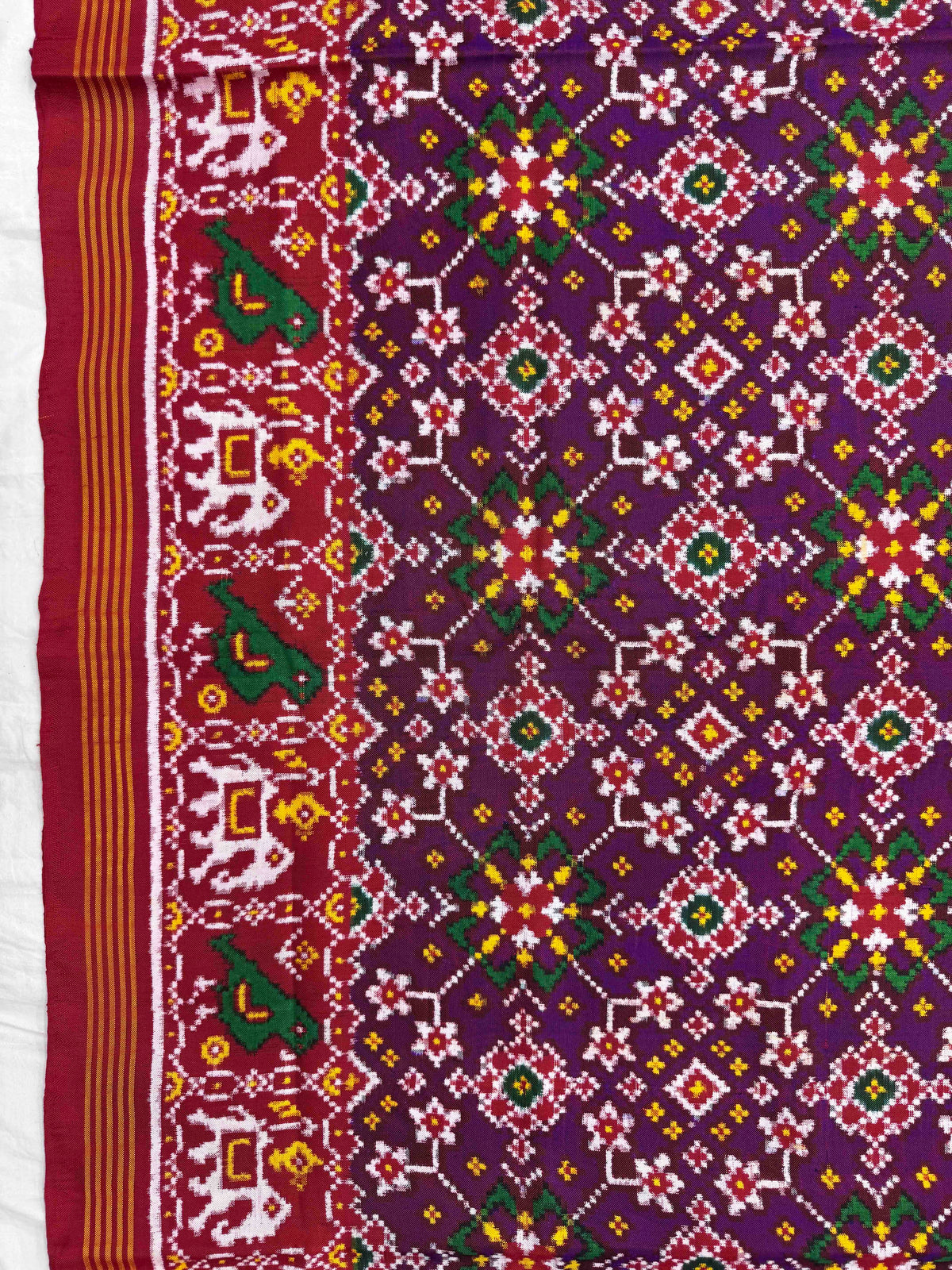 Red & Purple Navratan Double Ikat Patan Patola Saree