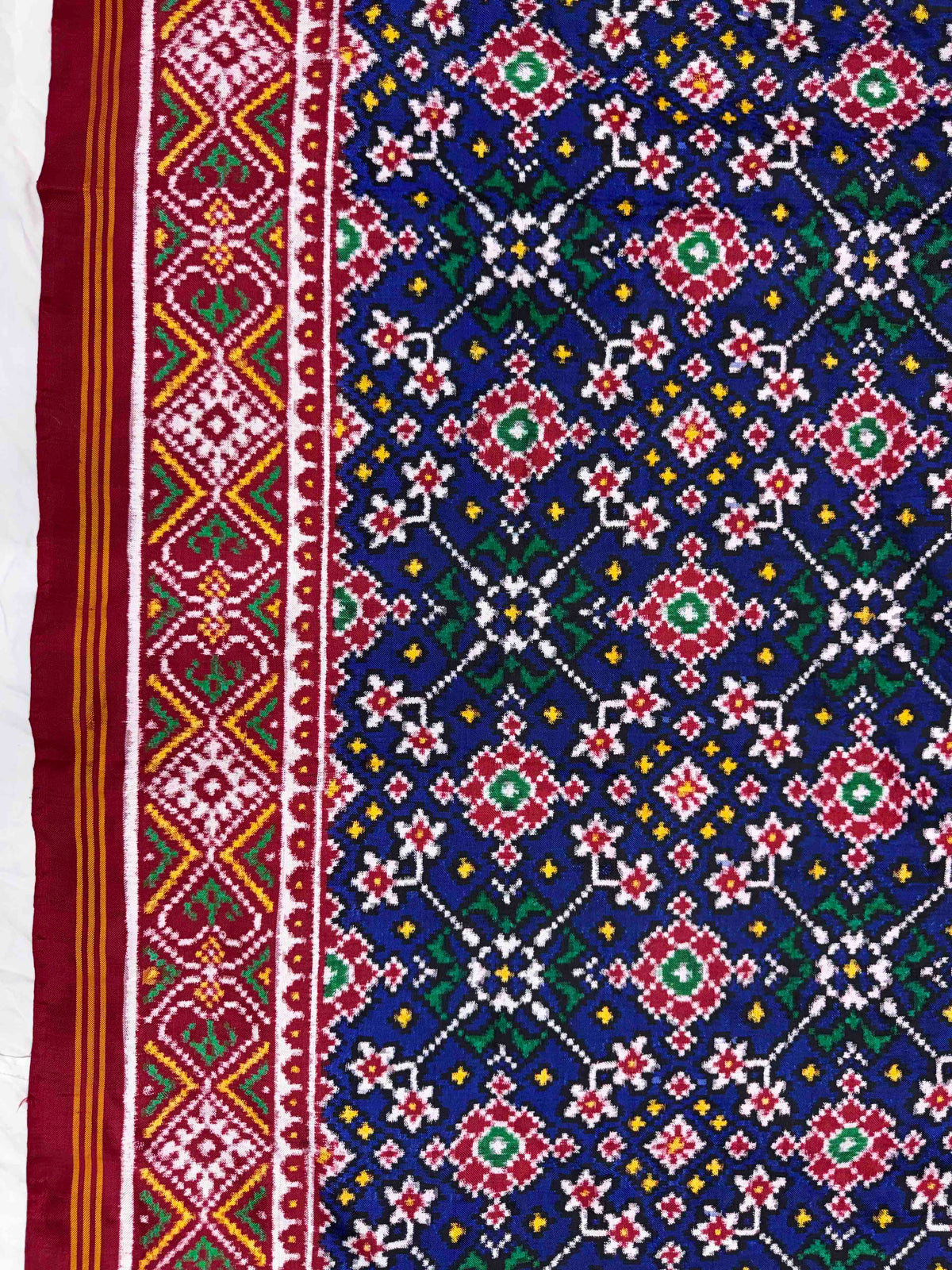 Red & Blue Navratan Double Ikat Patan Patola Saree