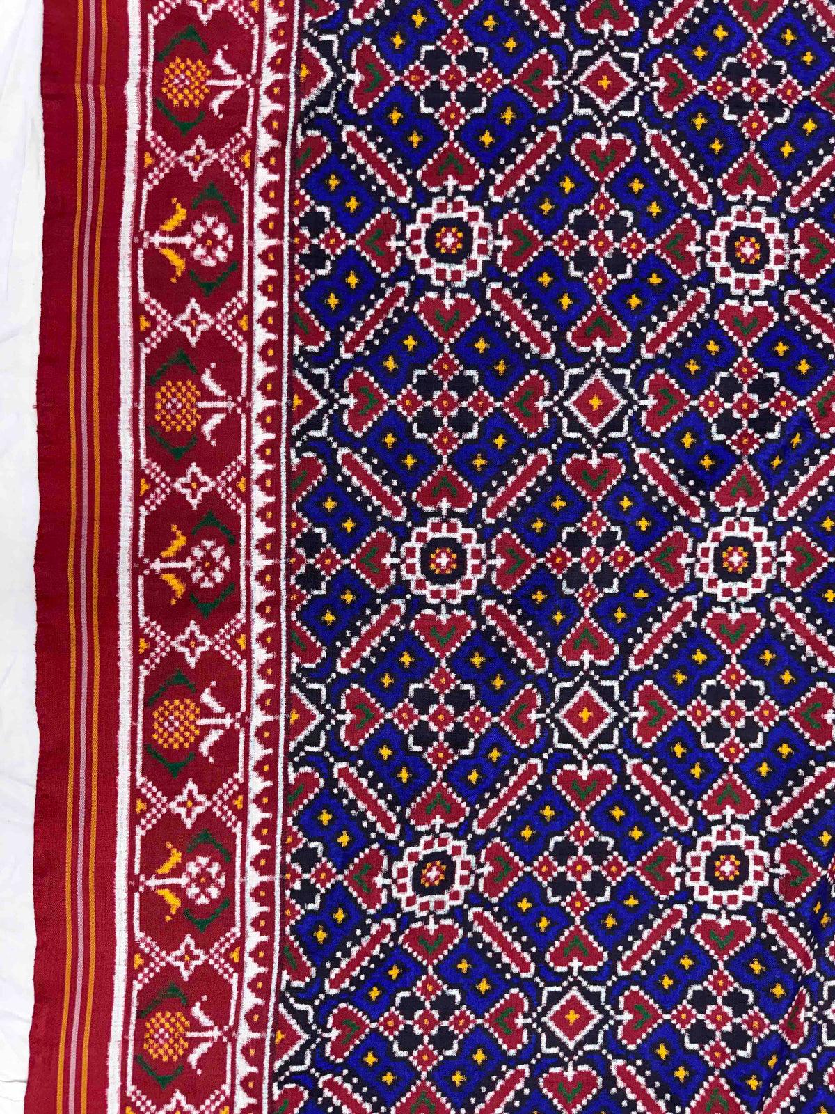 Maroon & Blue Manekchowk Double Ikat Patan Patola Saree