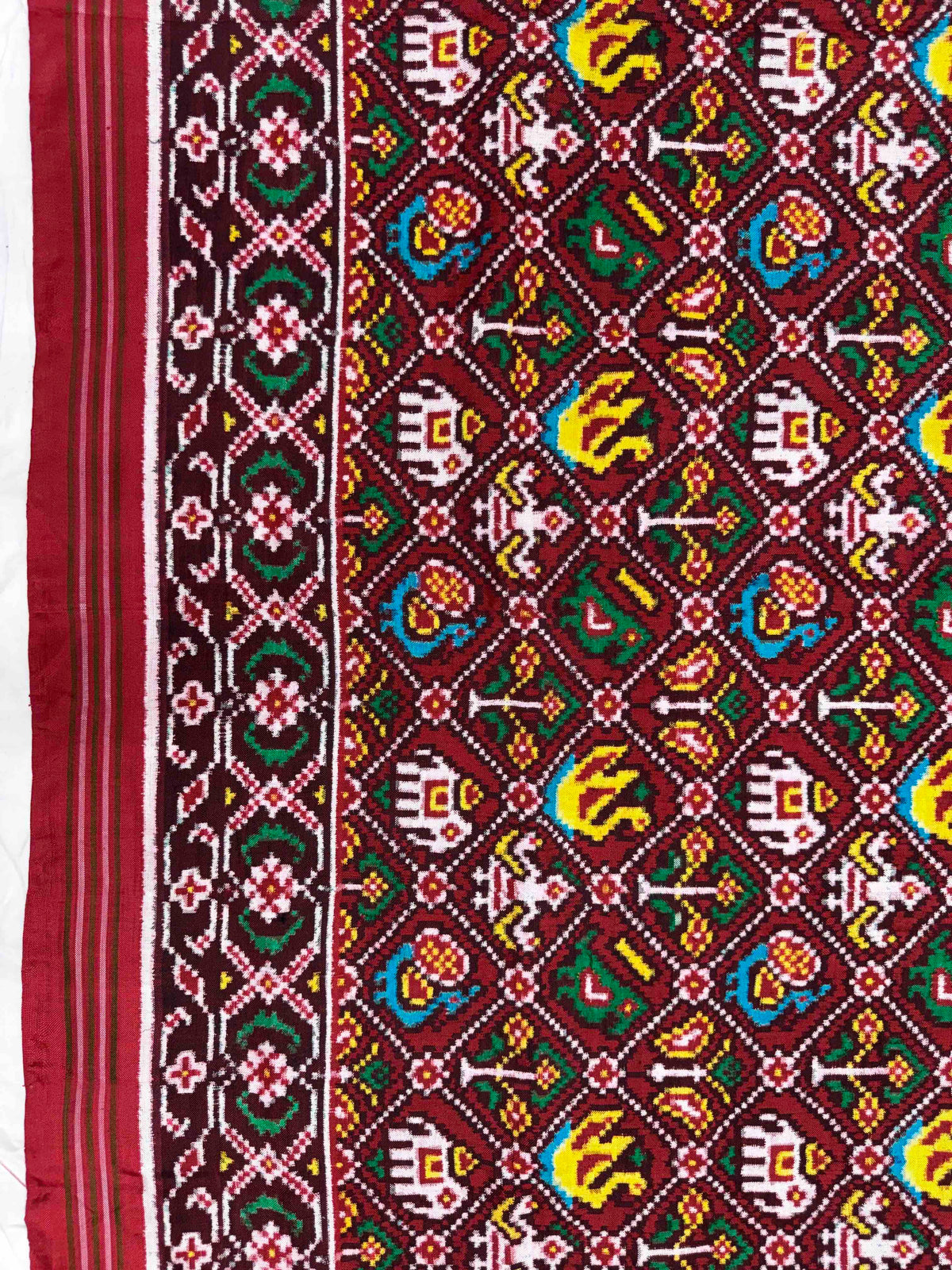 Red Small Narikunj Double Ikat Patan Patola Saree