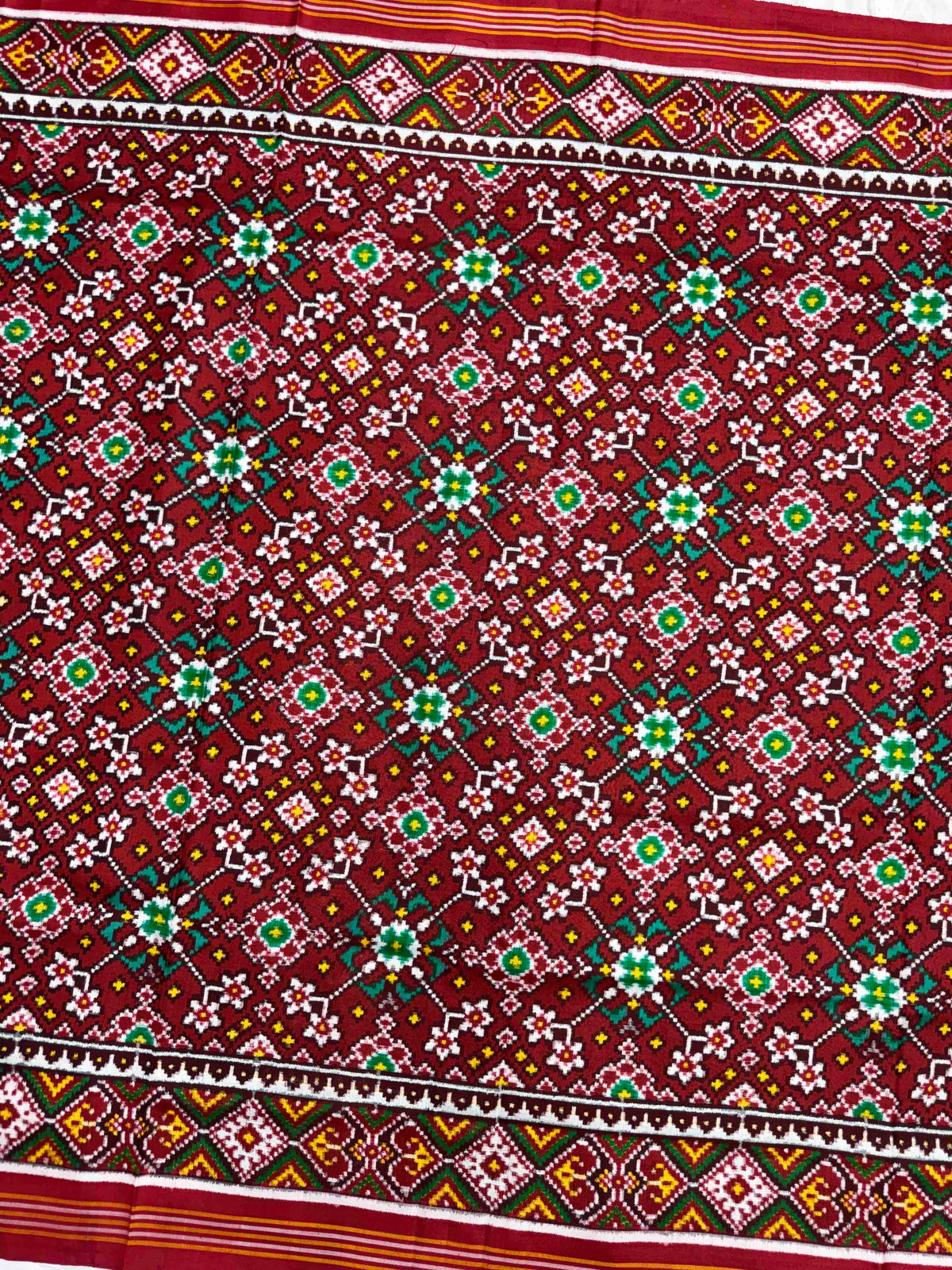 Red Navratan Double Ikat Patan Patola Saree