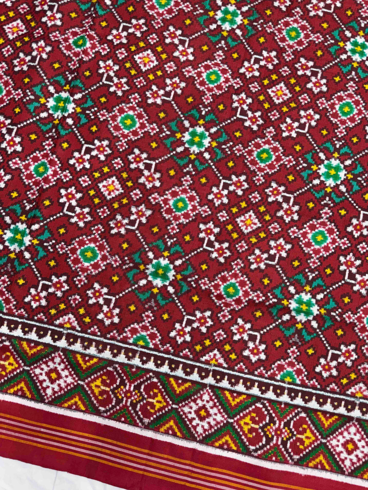 Red Navratan Double Ikat Patan Patola Saree