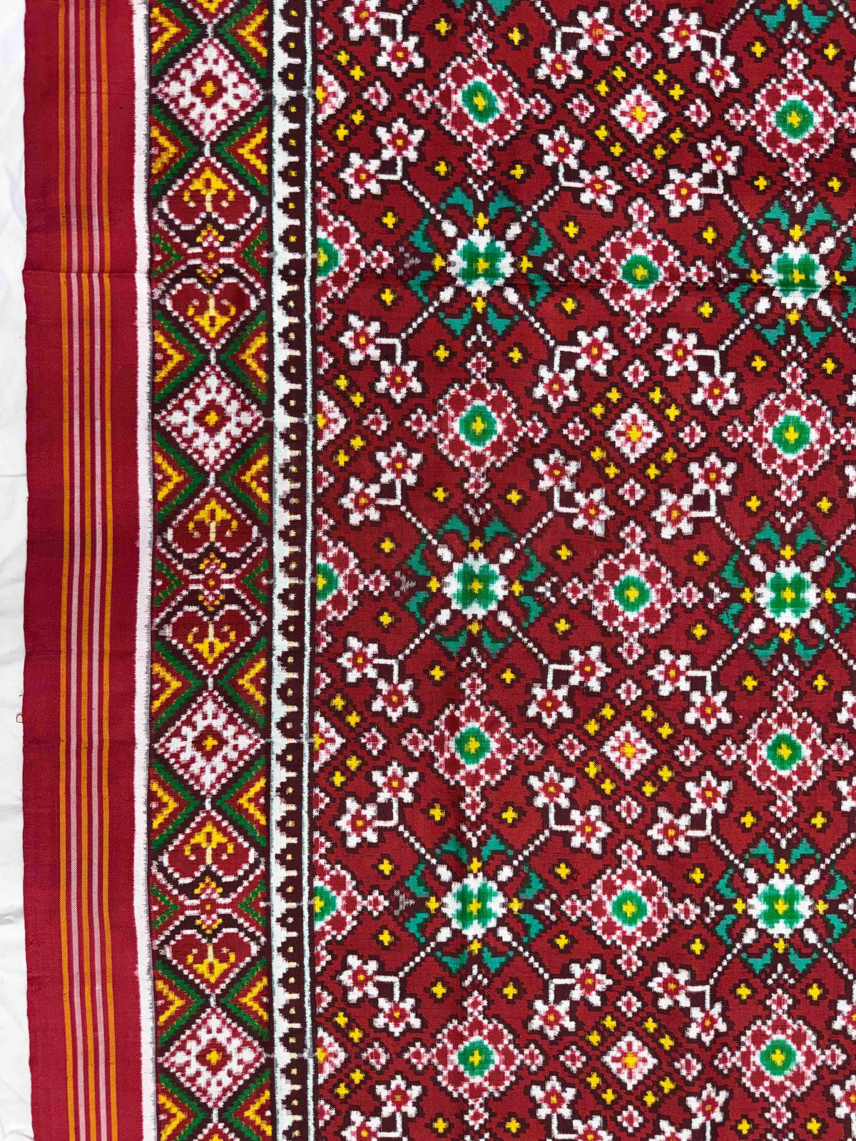 Red Navratan Double Ikat Patan Patola Saree