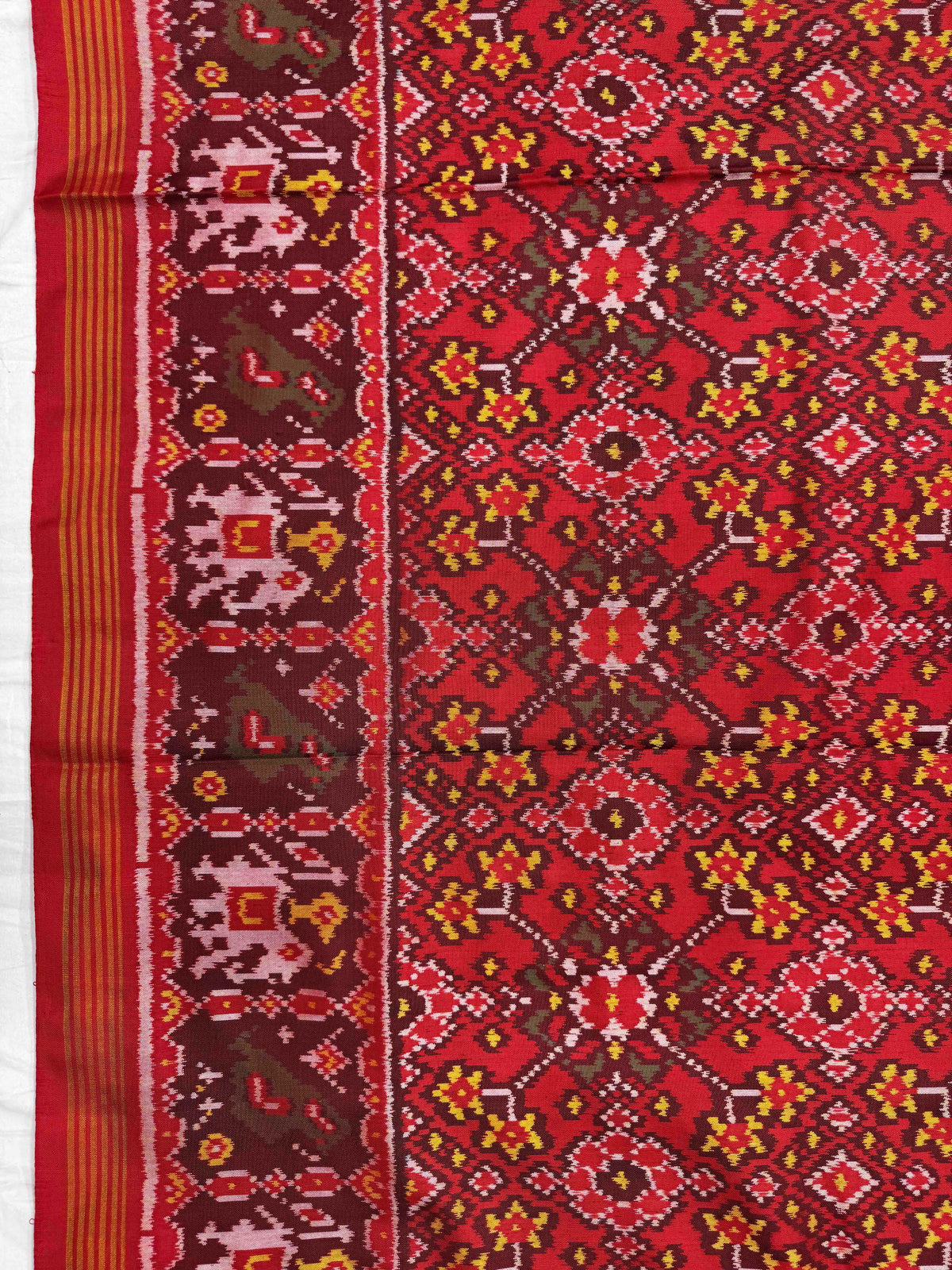 Red Navratan Single Ikat Patan Patola Saree