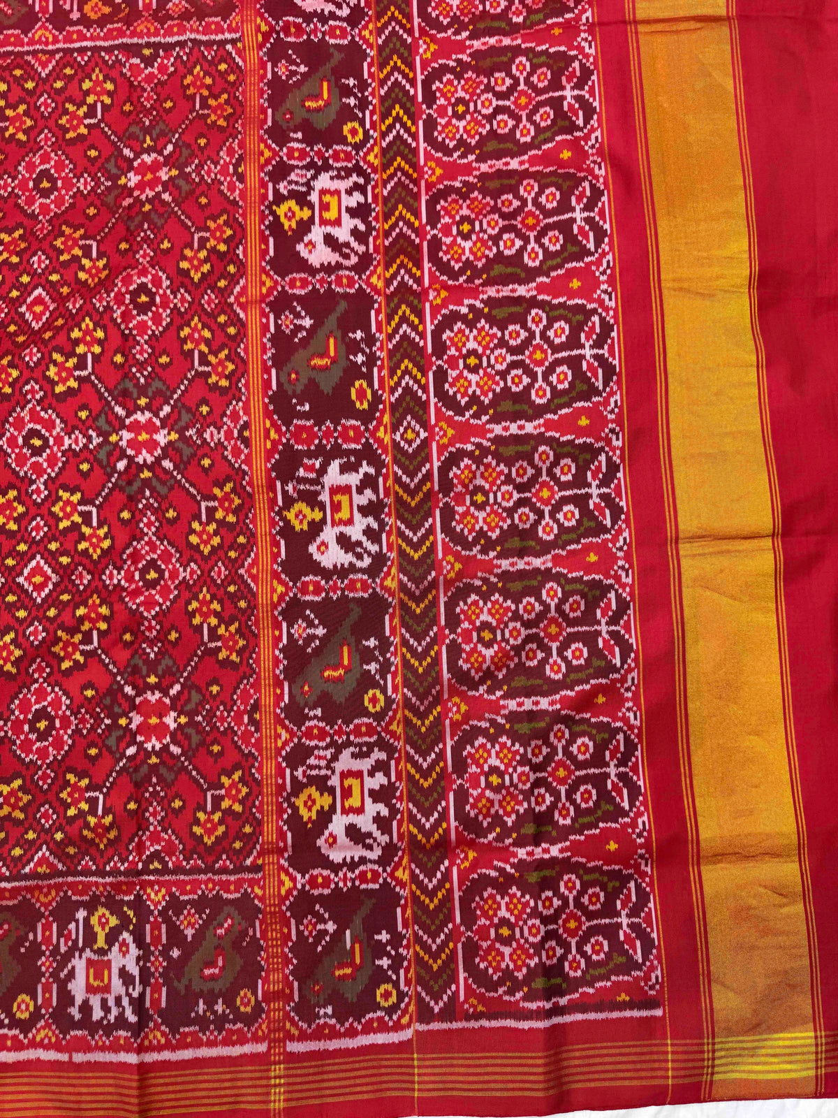 Red Navratan Single Ikat Patan Patola Saree