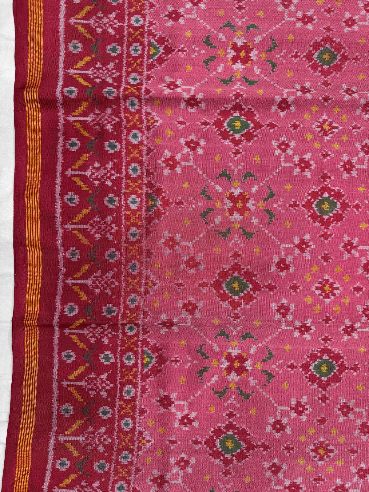 Red & Light Pink Navratan Single Ikat Patan Patola Saree