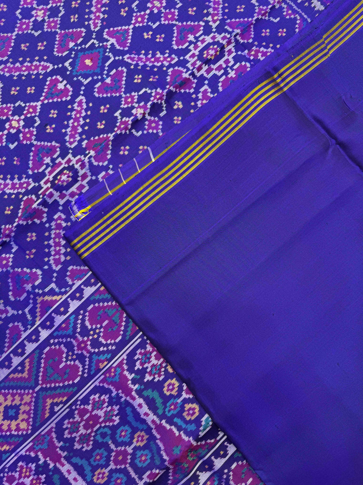 Blue Manekchowk Single Ikat Patan Patola Saree