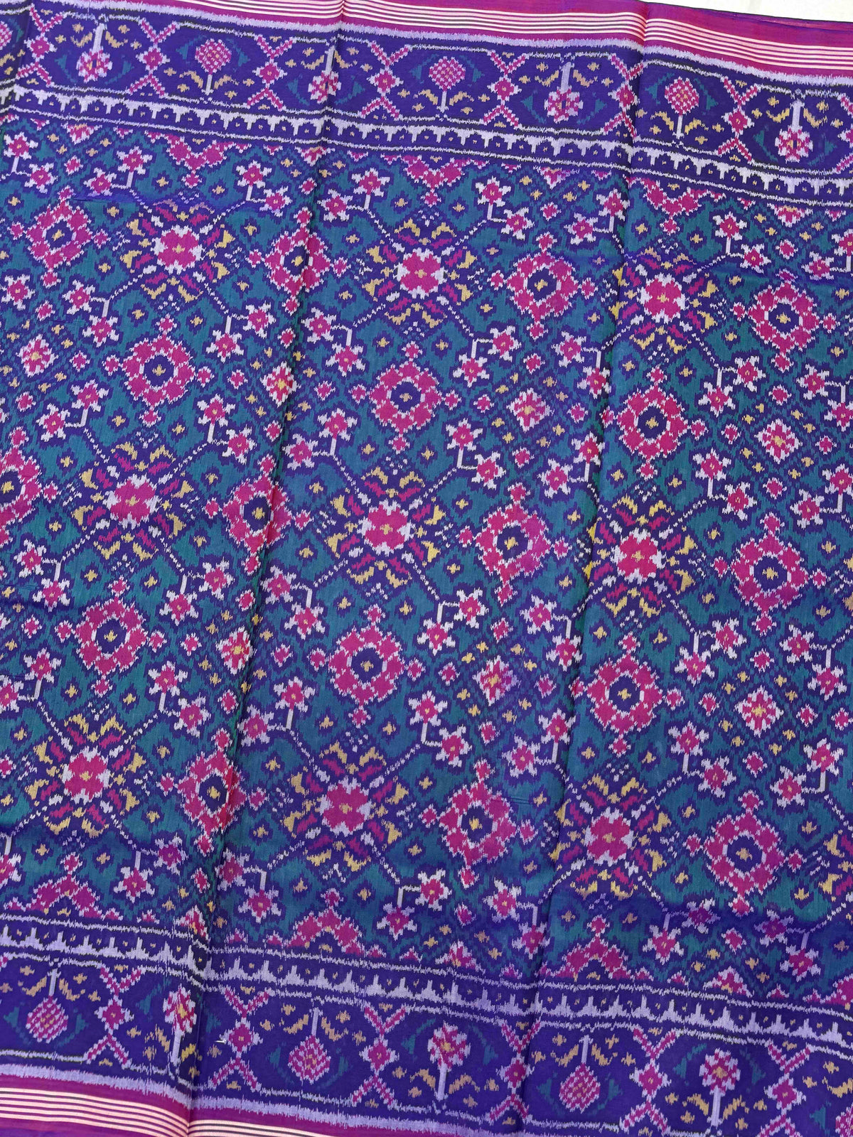 Purple & Turquoise Navratan Single Ikat Patan Patola Saree