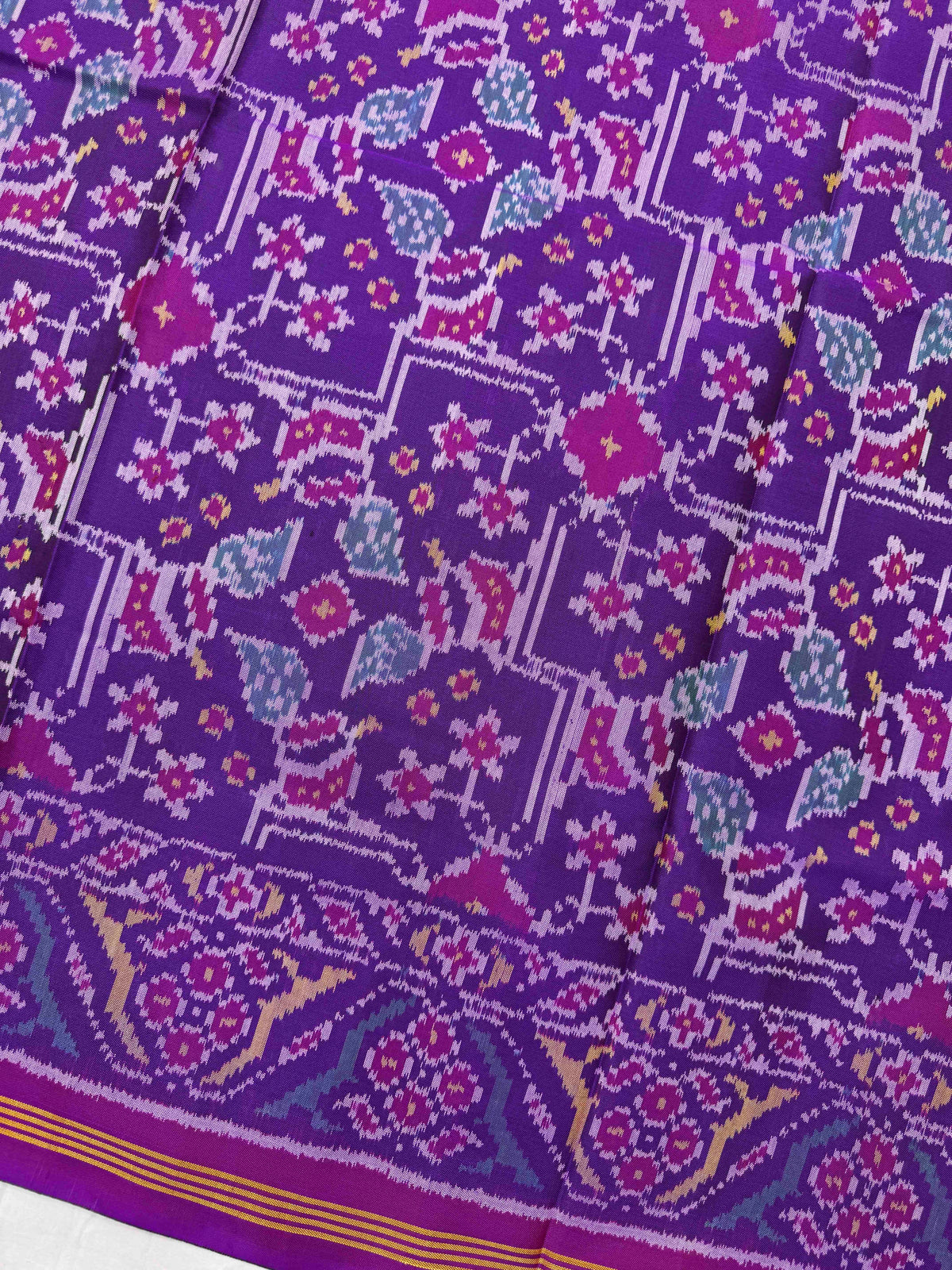 Purple Fancy Navratan Single Ikat Patan Patola Saree