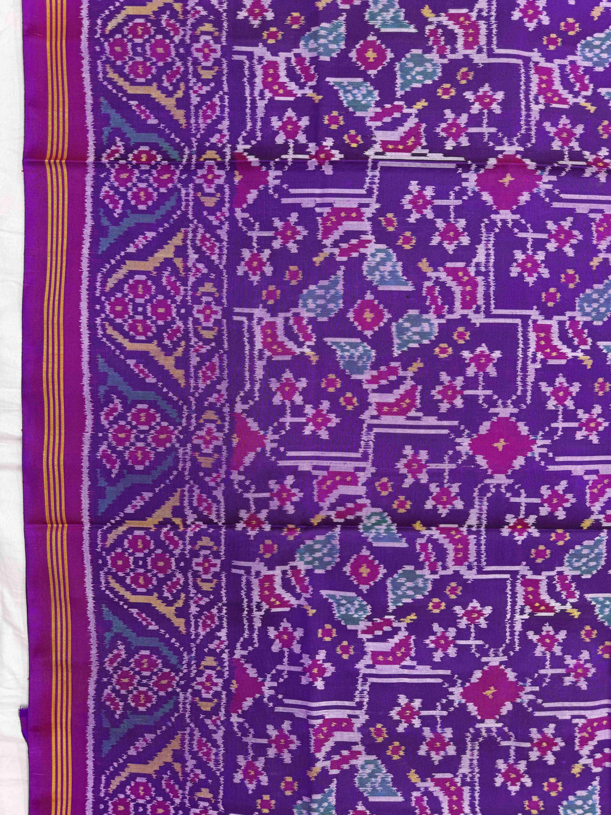 Purple Fancy Navratan Single Ikat Patan Patola Saree