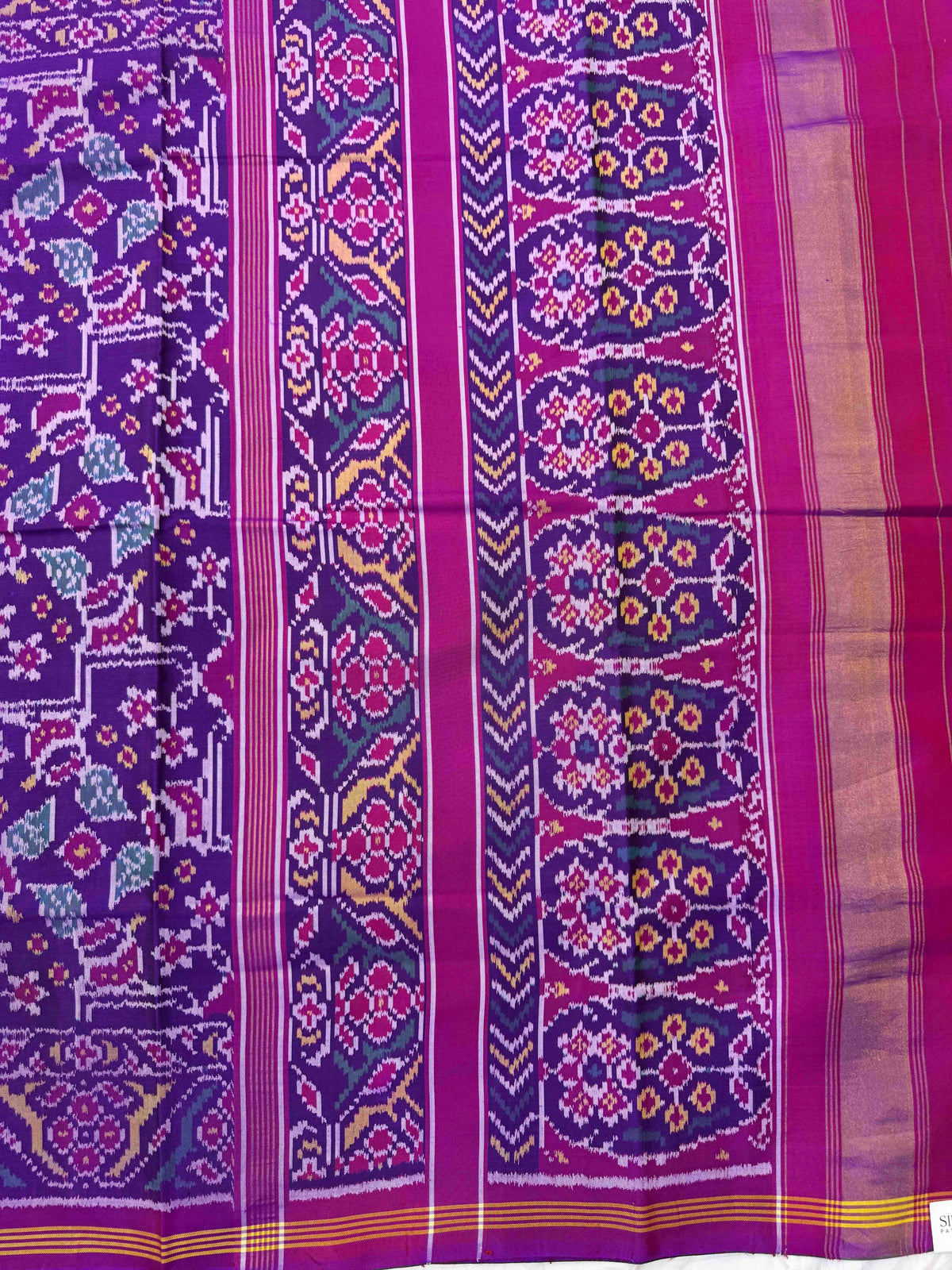 Purple Fancy Navratan Single Ikat Patan Patola Saree