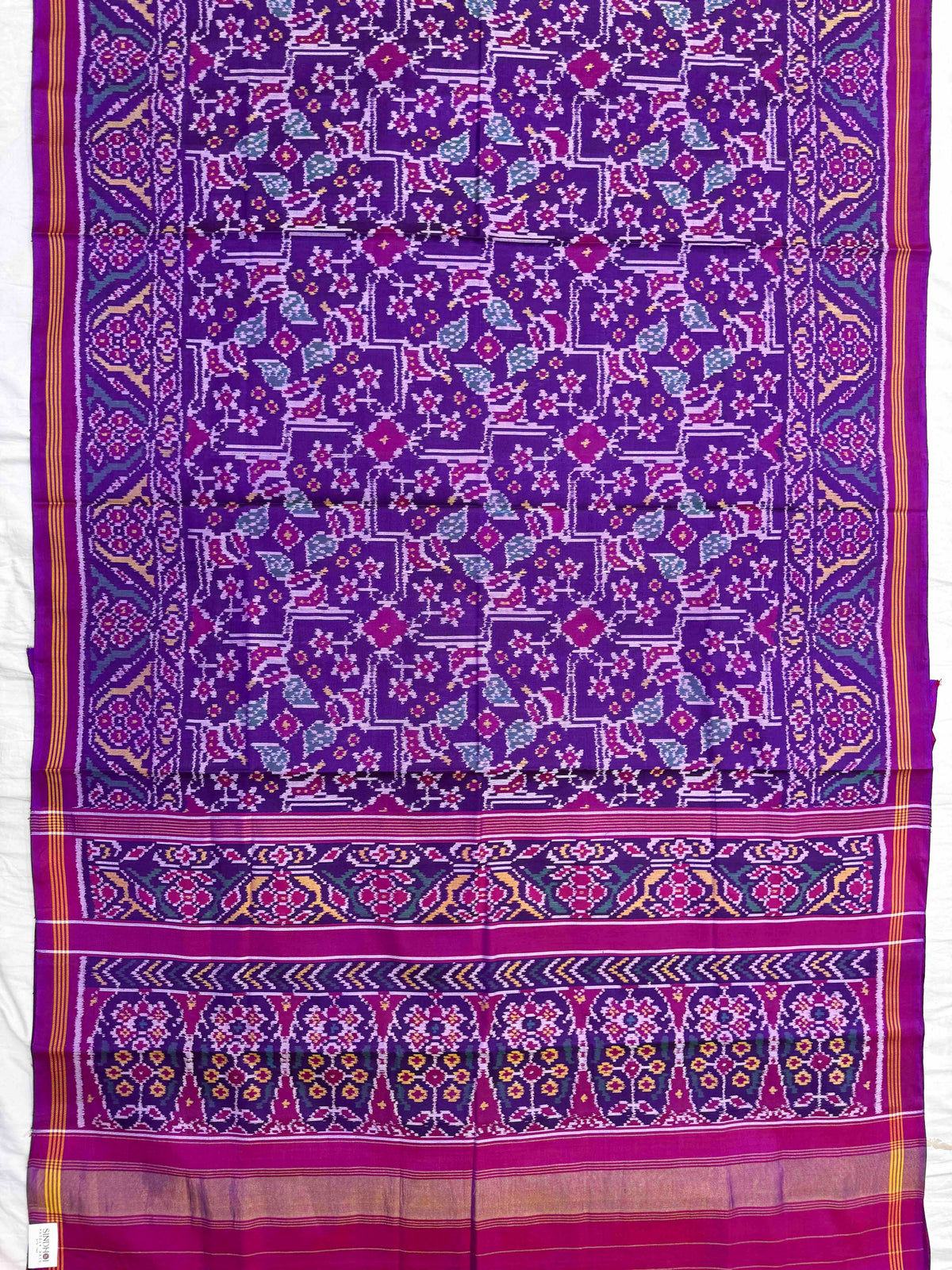 Purple Fancy Navratan Single Ikat Patan Patola Saree