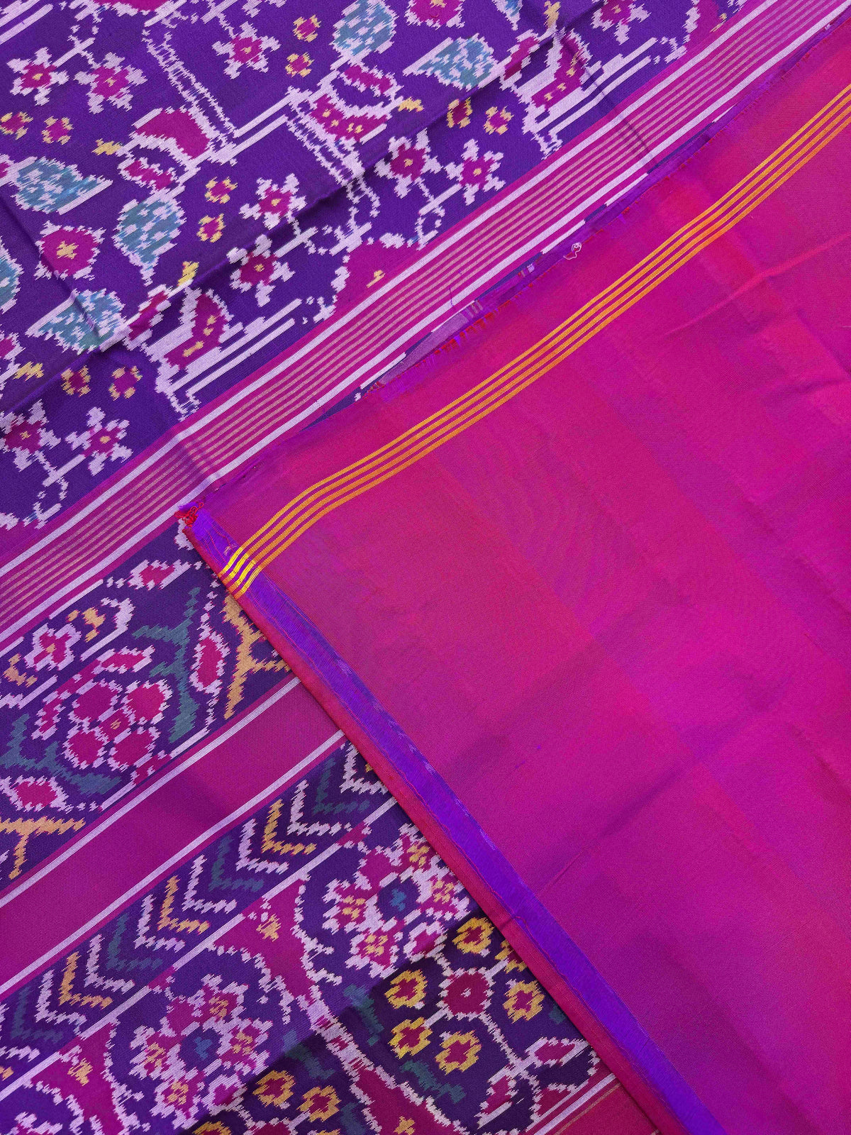 Purple Fancy Navratan Single Ikat Patan Patola Saree