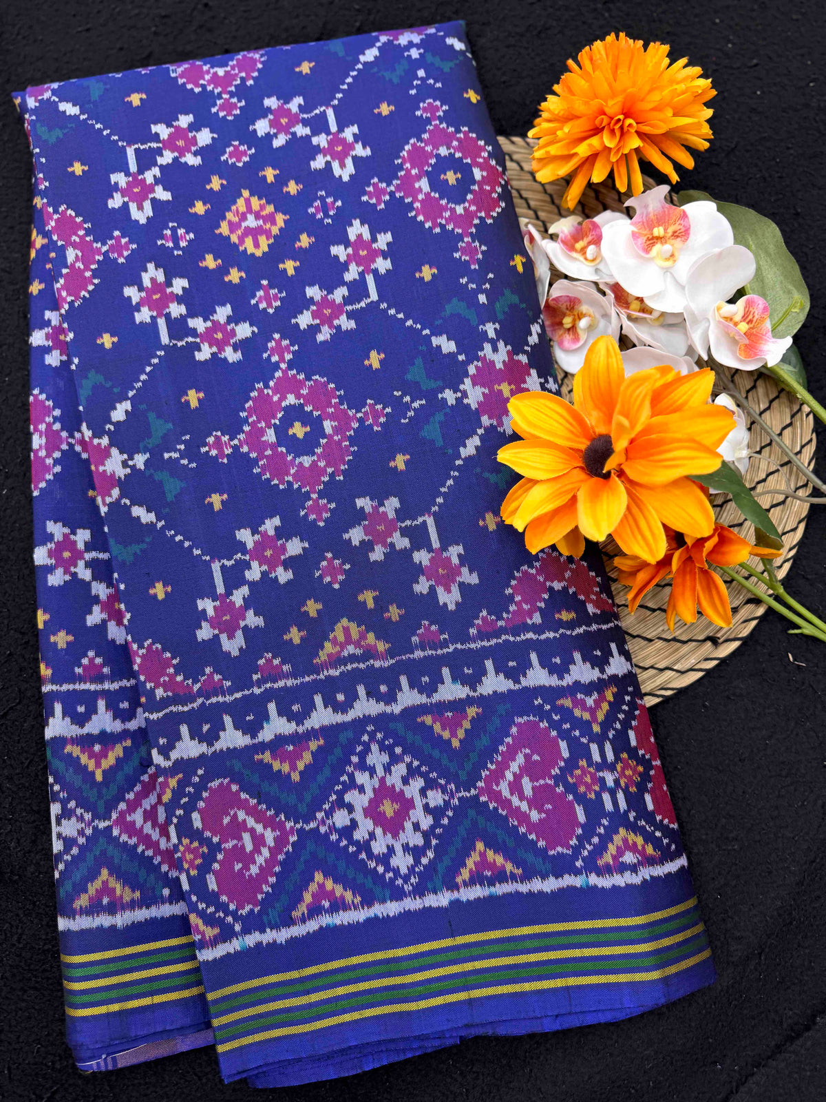 Blue Navratan Single Ikat Patan Patola Saree