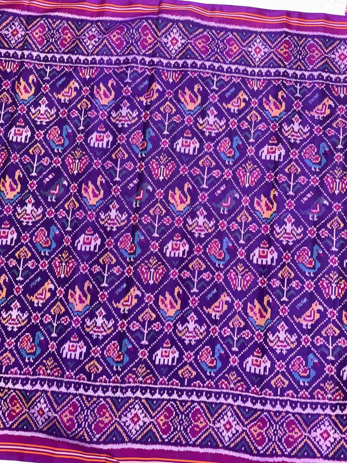 Purple Small Narikunj Single Ikat Patan Patola Saree