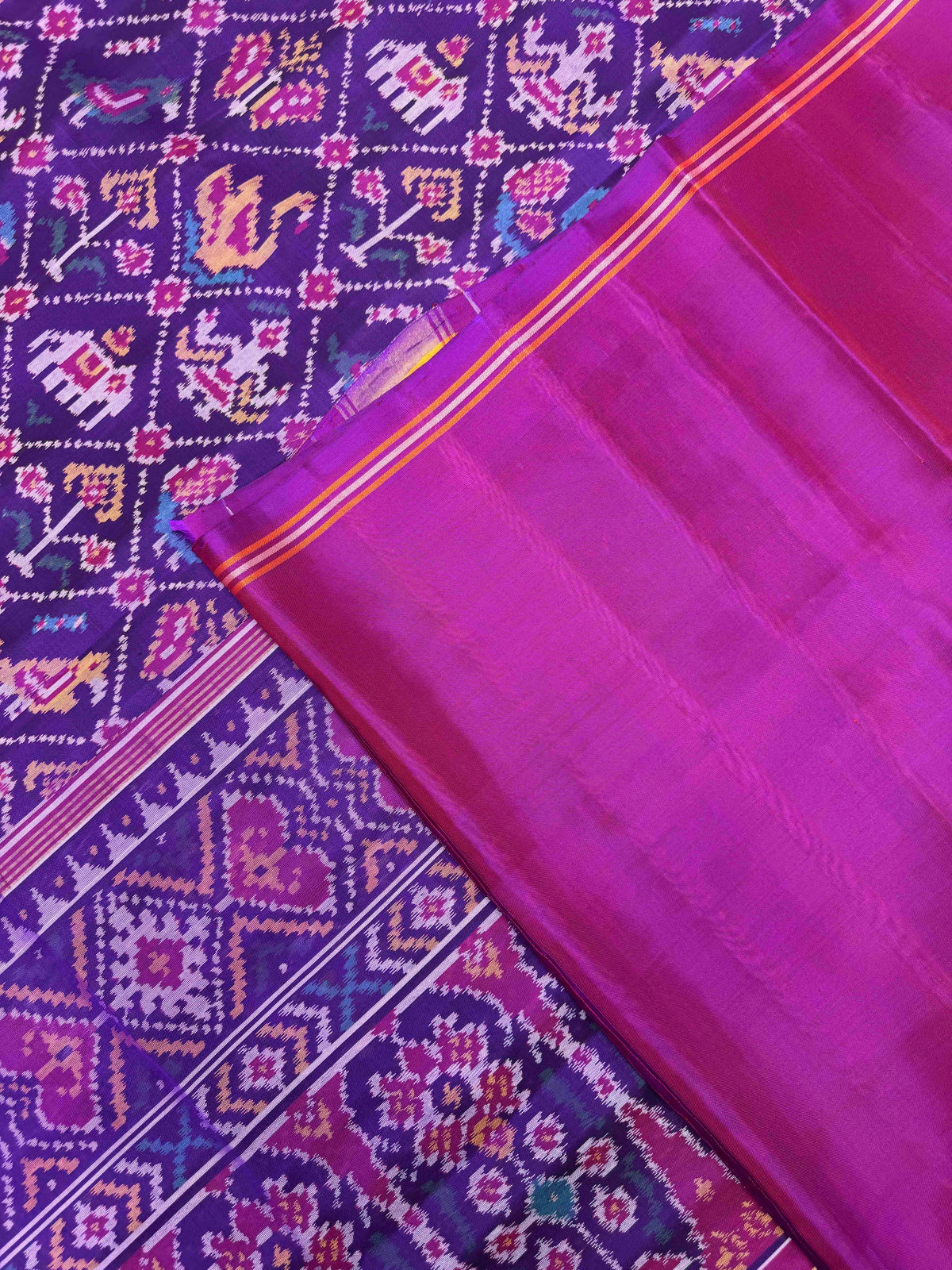Purple Small Narikunj Single Ikat Patan Patola Saree