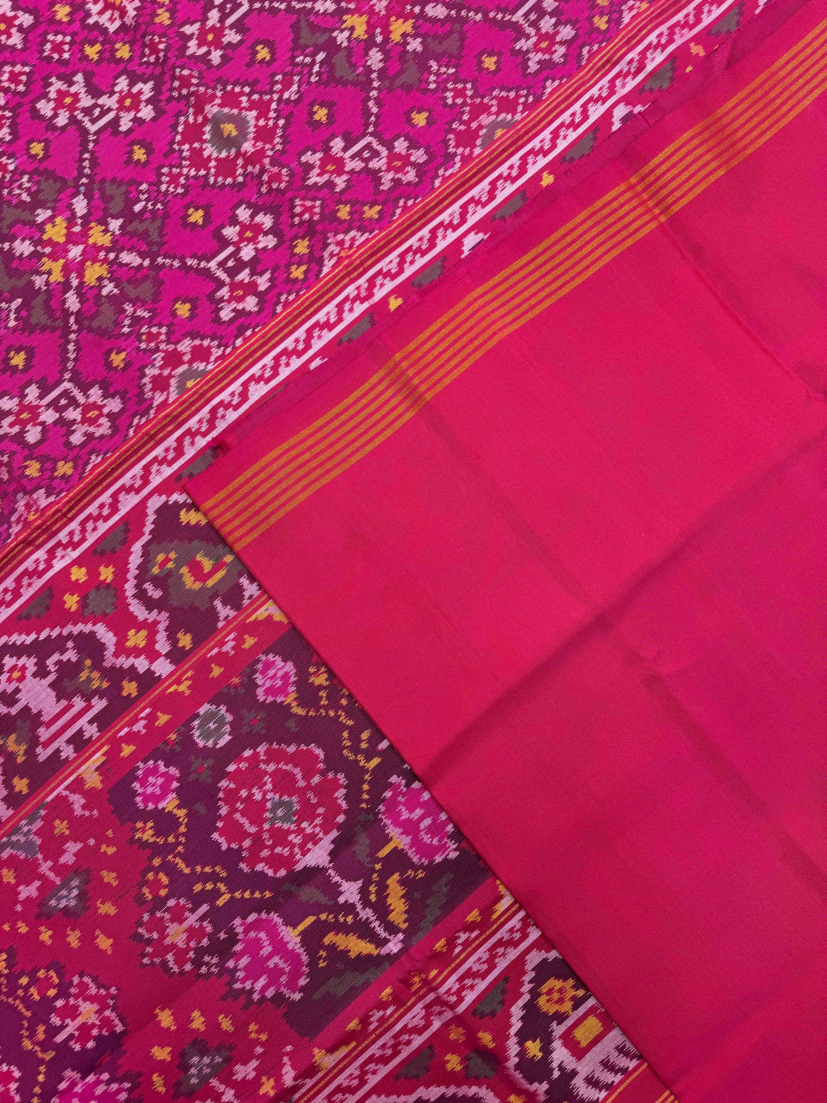 Pink Navratan Single Ikat Patan Patola Saree