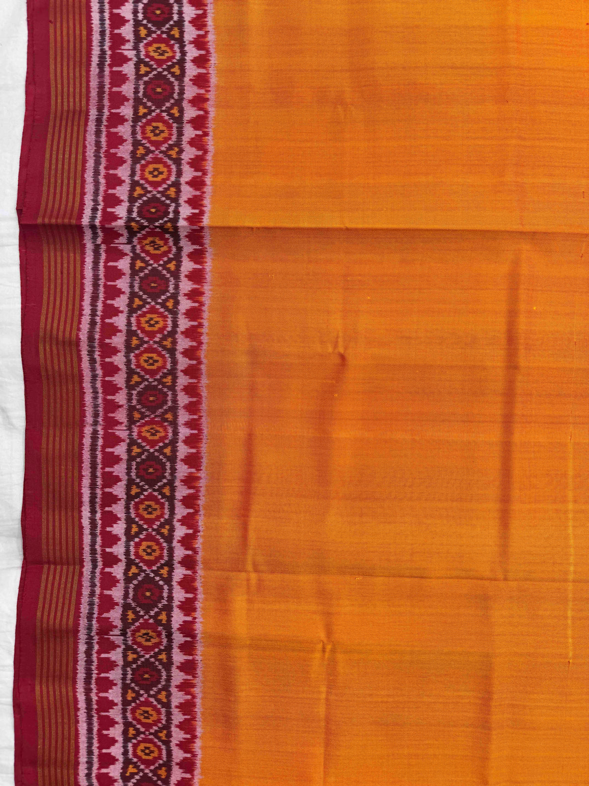 Red & Mustard Plain Single Ikat Patan Patola Saree