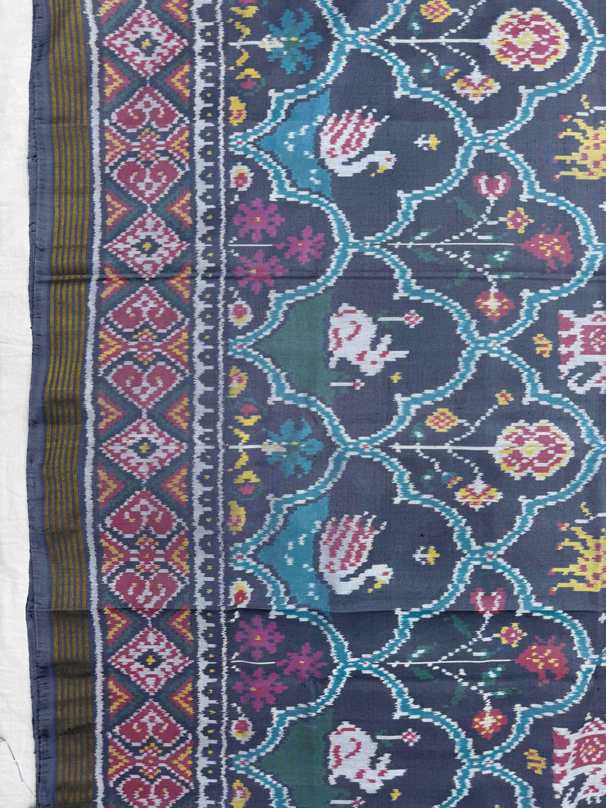 Grey Fancy Narikunj Single Ikat Patan Patola Saree