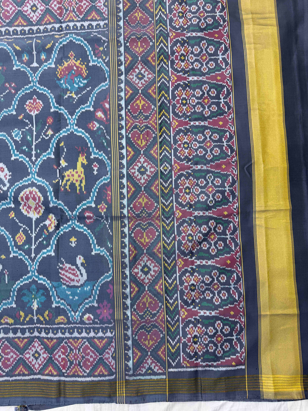 Grey Fancy Narikunj Single Ikat Patan Patola Saree