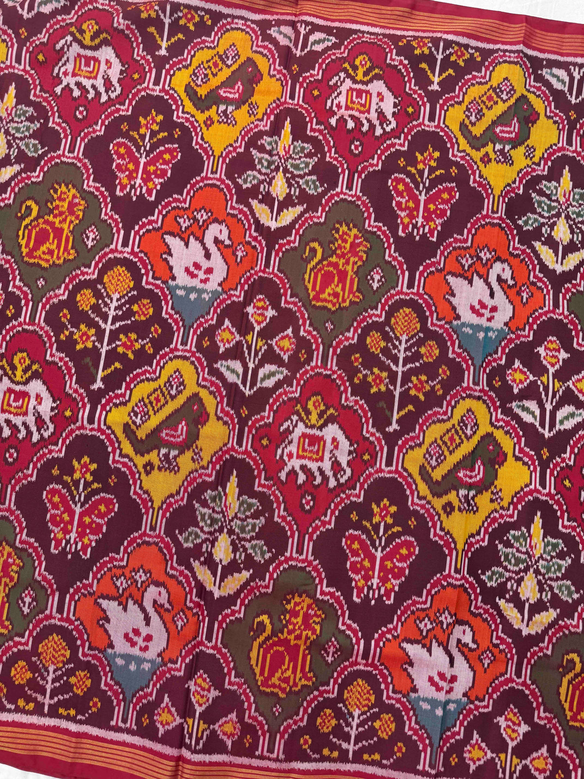 Red & Multicolor Narikunj Single Ikat Patan Patola Saree