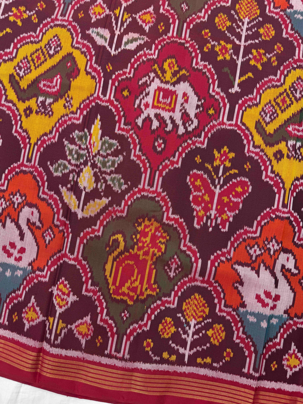 Red & Multicolor Narikunj Single Ikat Patan Patola Saree