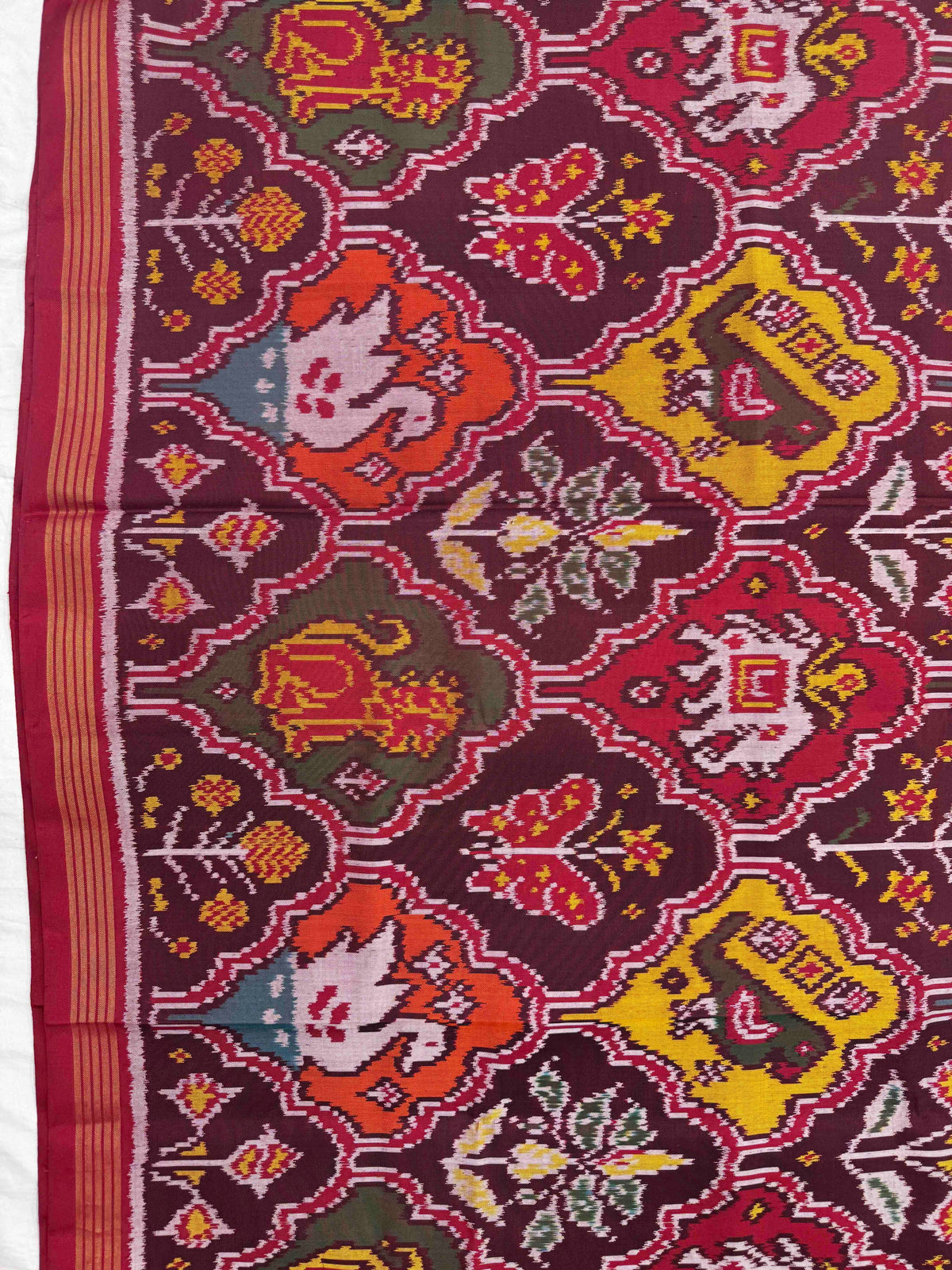 Red & Multicolor Narikunj Single Ikat Patan Patola Saree