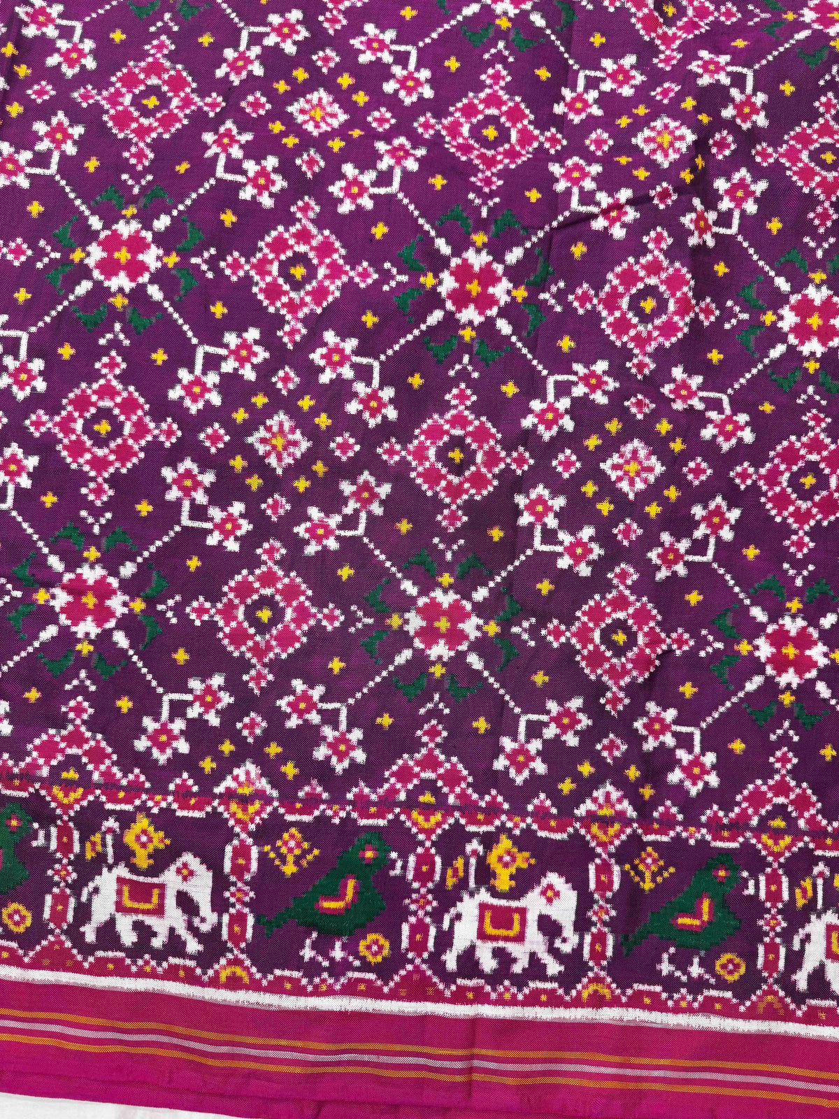 Pink & Purple Navratan Double Ikat Patan Patola Saree