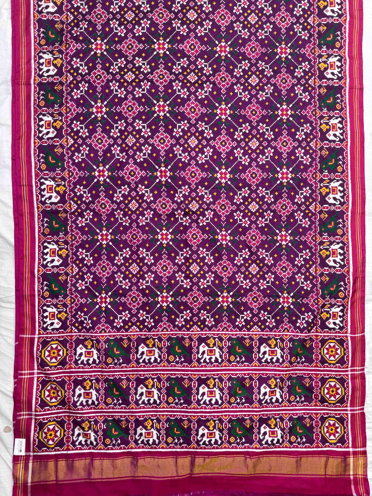 Pink & Purple Navratan Double Ikat Patan Patola Saree