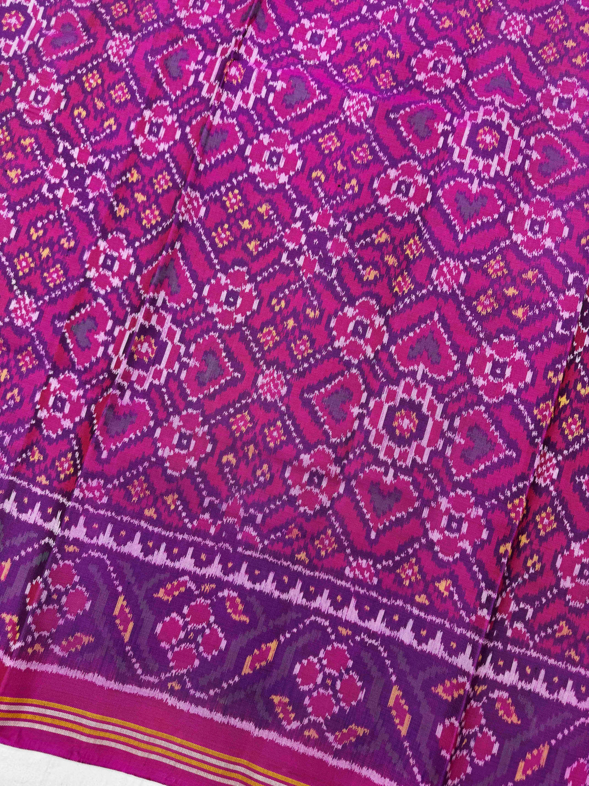 Pink Navratan Manekchowk Single Ikat Patan Patola Saree