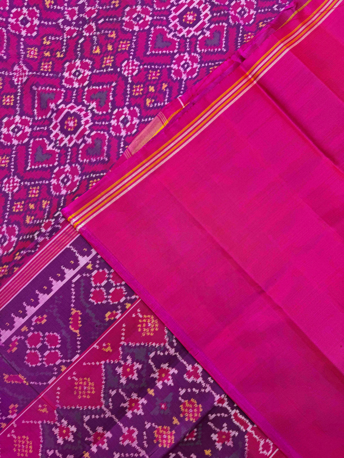 Pink Navratan Manekchowk Single Ikat Patan Patola Saree
