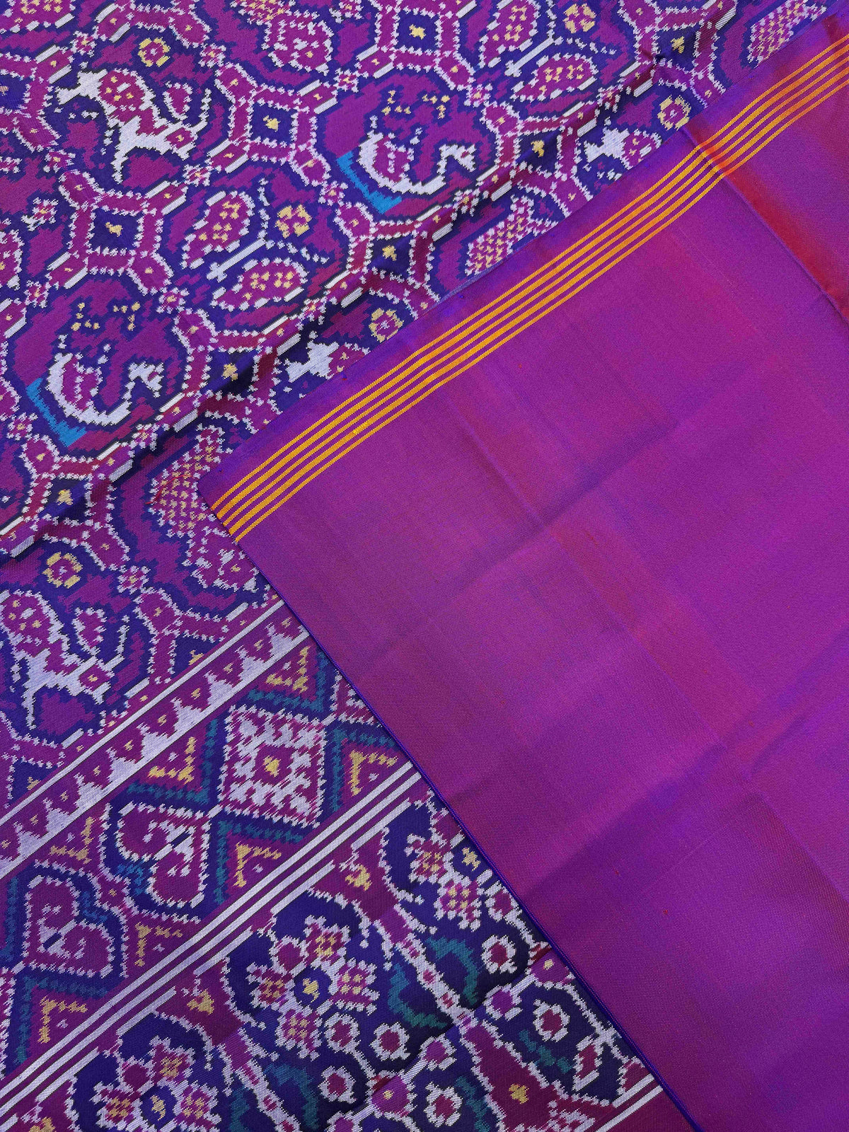 Purple Small Narikunj Single Ikat Patan Patola Saree