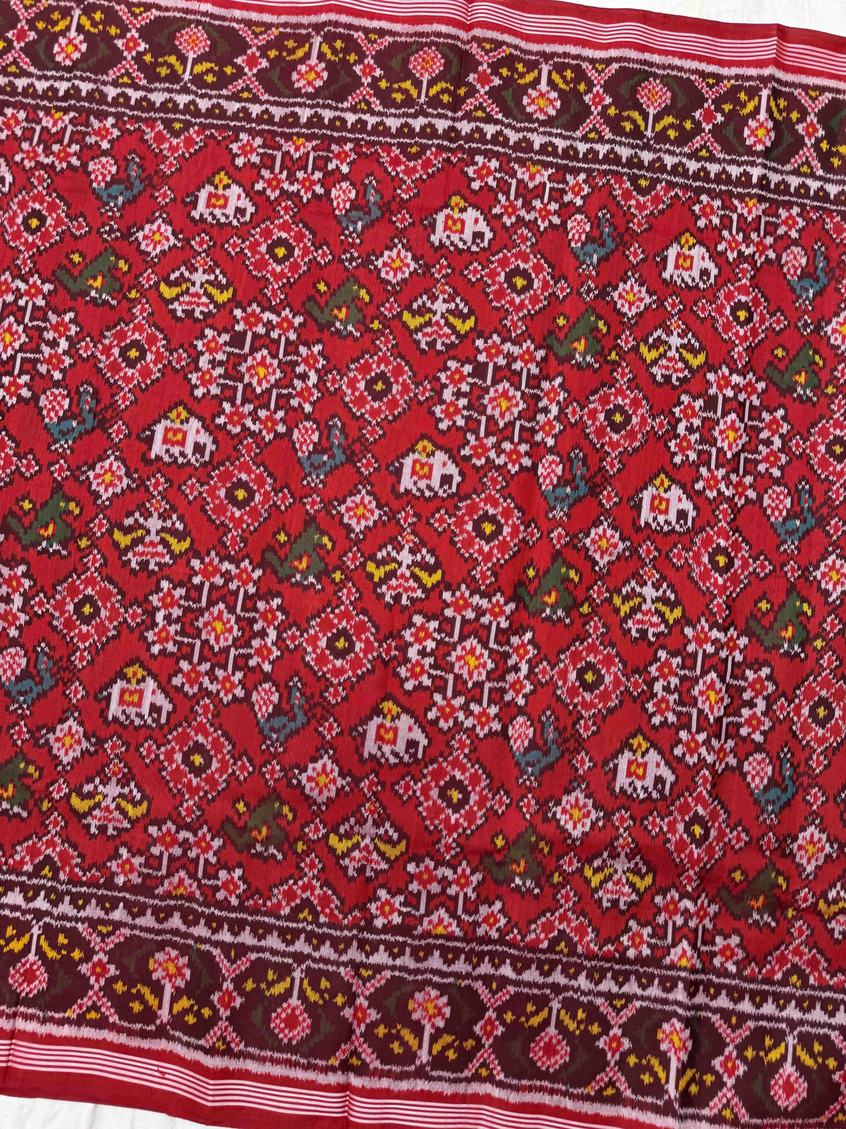 Red Navratan Narikunj Single Ikat Patan Patola Saree