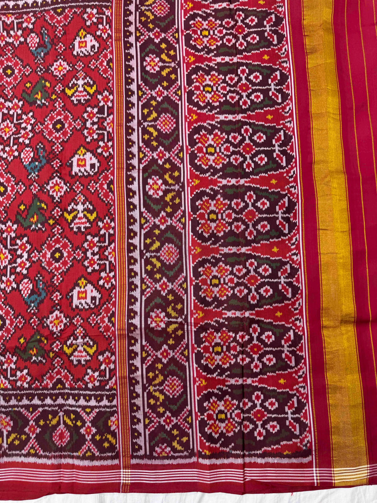 Red Navratan Narikunj Single Ikat Patan Patola Saree