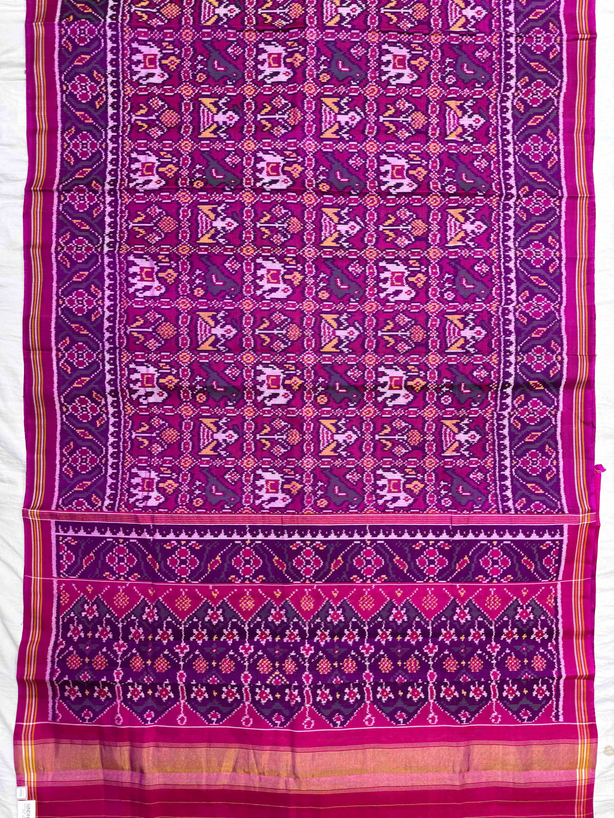 Magenta Pink Narikunj Single Ikat Patan Patola Saree