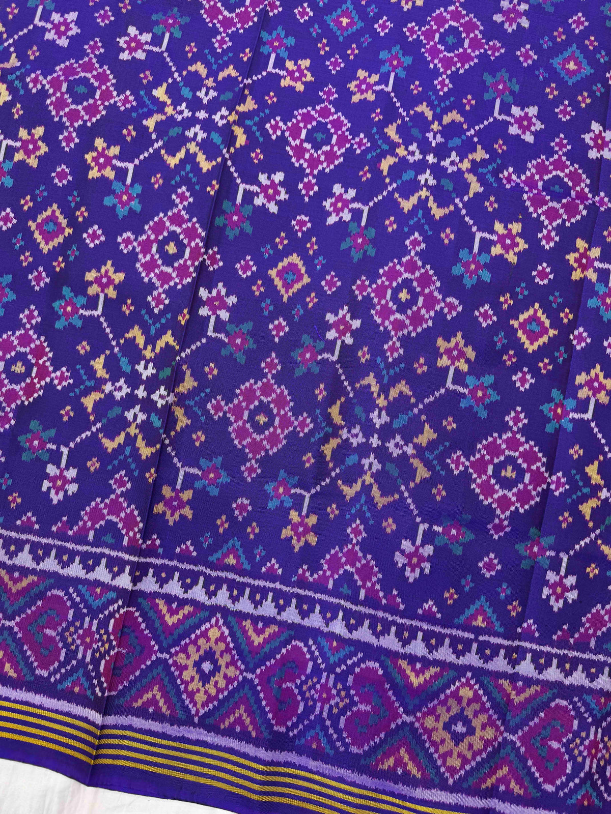 Purple Navratan Single Ikat Patan Patola Saree