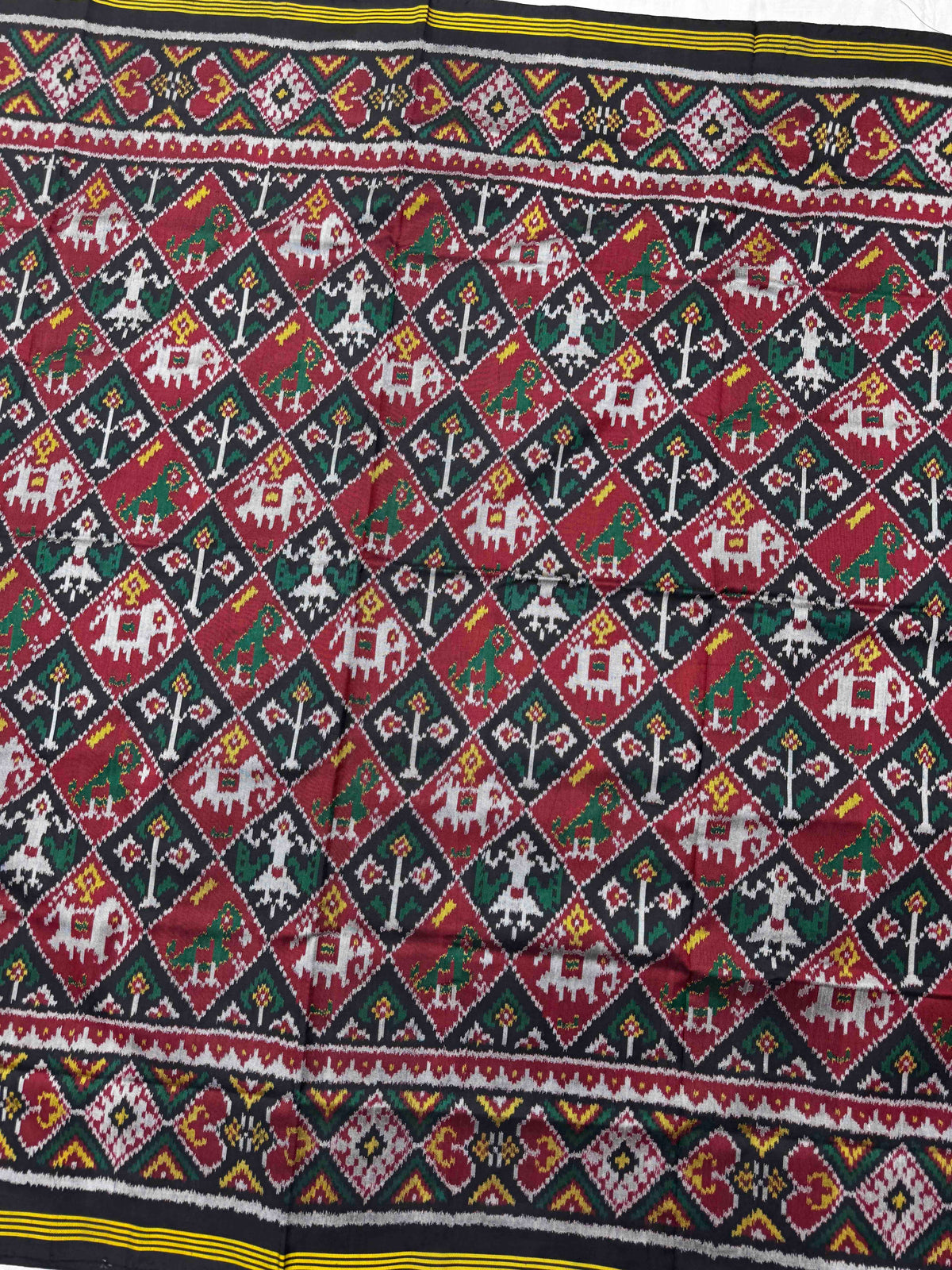 Black & Maroon Small Narikunj Single Ikat Patan Patola Saree