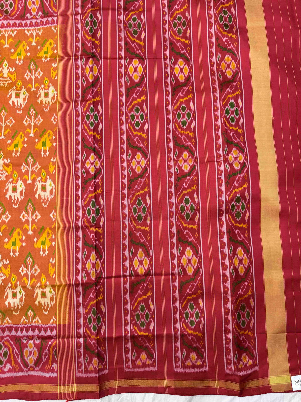 Maroon & Rust Yellow Small Narikunj Rajkot Patola Saree