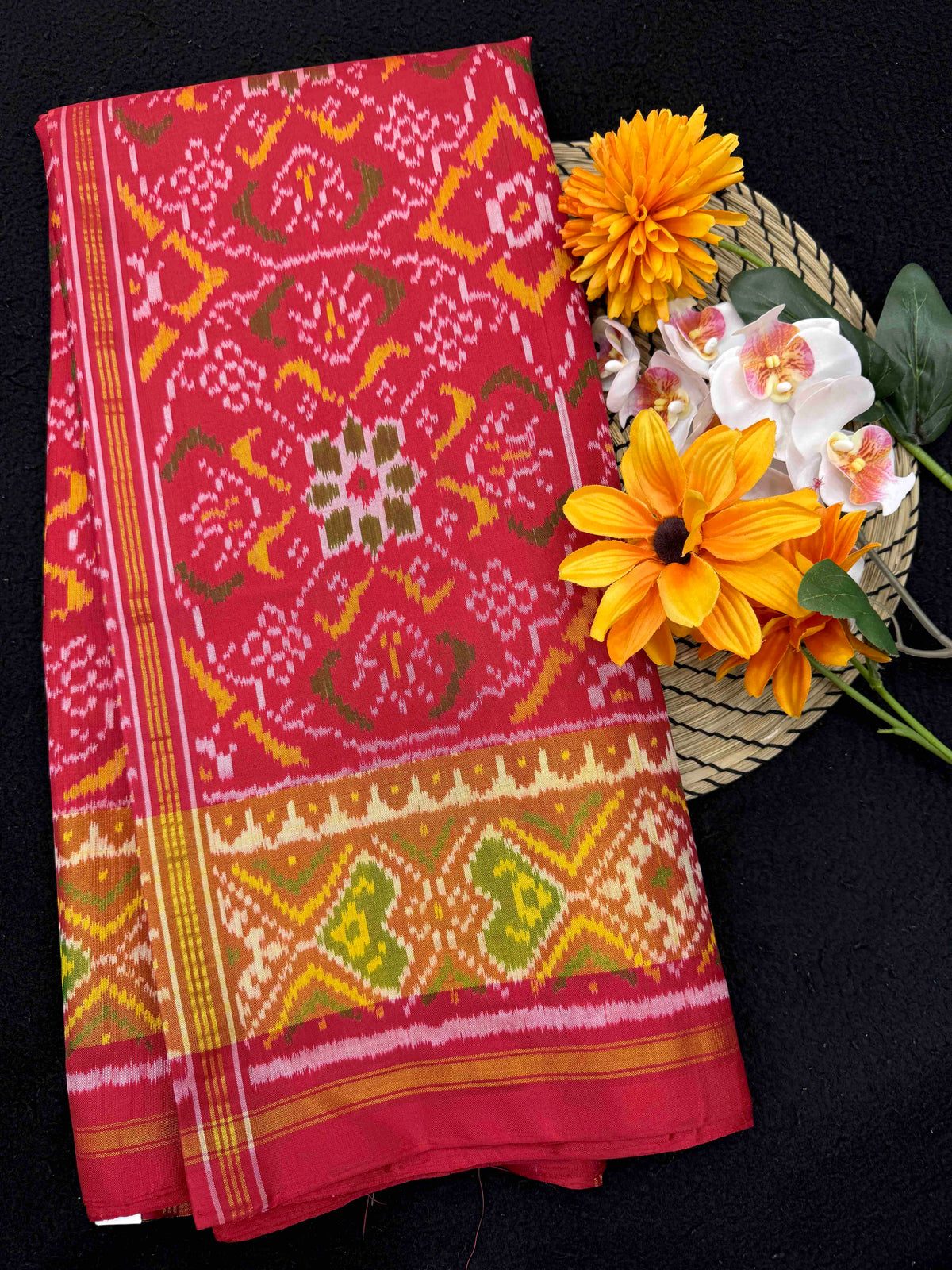Red Fancy Chhabdi Rajkot Patola Saree
