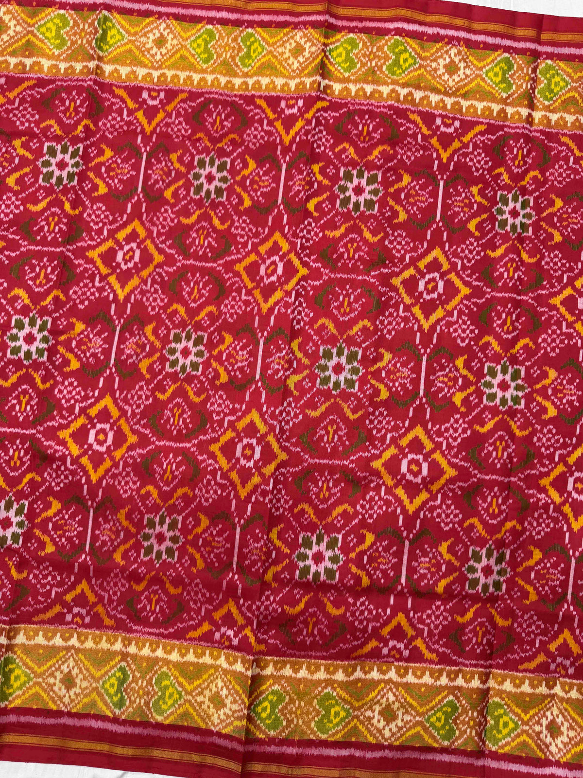 Red Fancy Chhabdi Rajkot Patola Saree