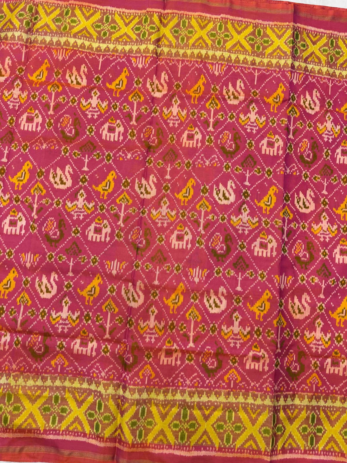 Peach Pink Small Narikunj Rajkot Patola Saree